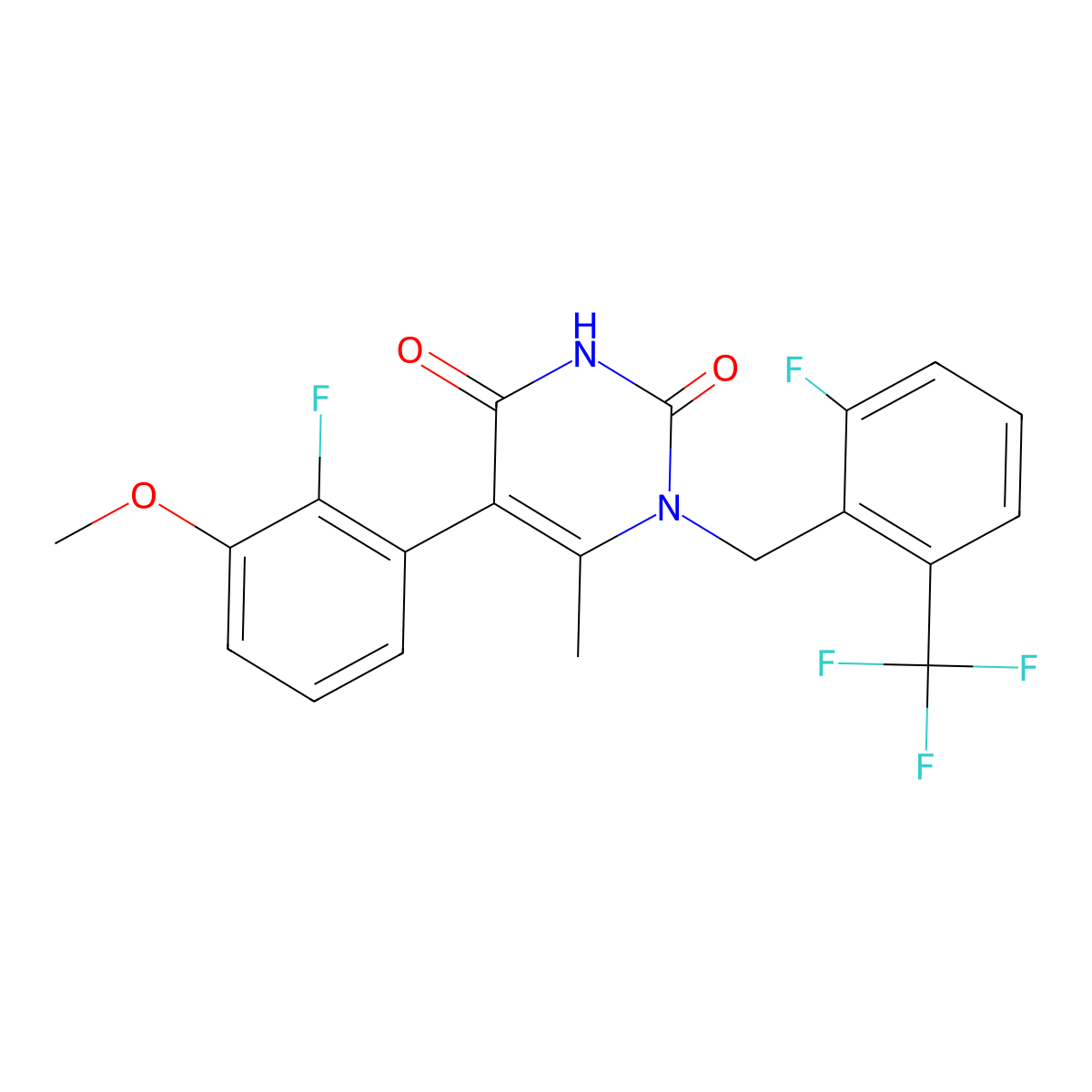 5-(2-Fluoro-3-methoxyphenyl)-1-[[2-fluoro-6-(trifluoromethyl)phenyl]methyl]-6-methyl-2,4(1H,3H)-pyrimidinedione molecular structure, CAS 1150560-59-0