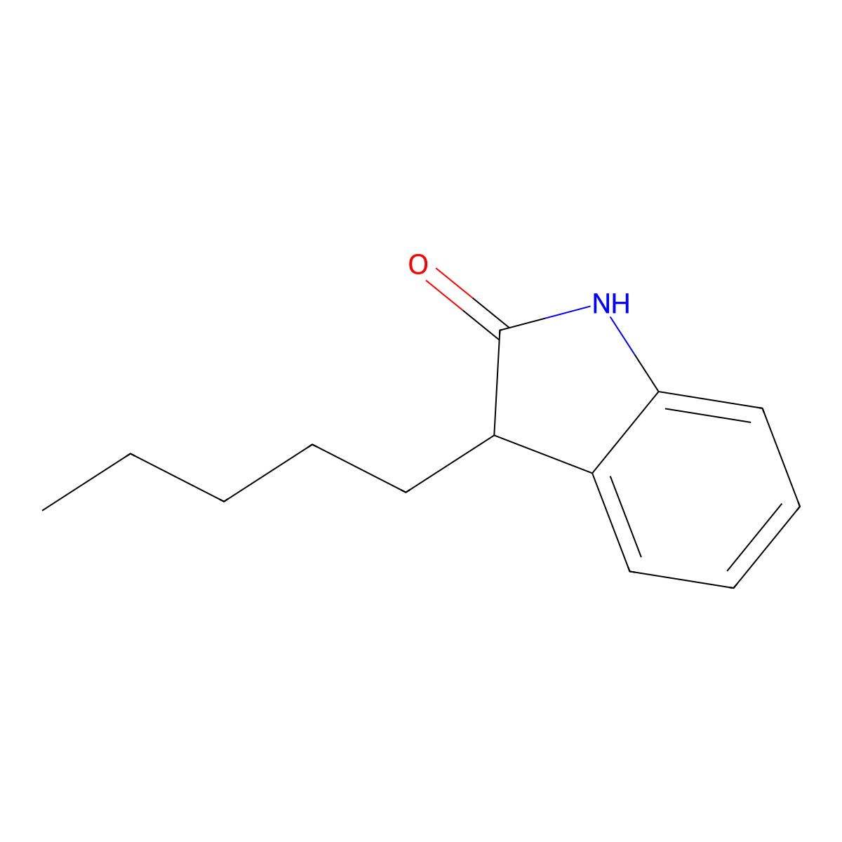 3-pentyl-2,3-dihydro-1H-indol-2-one molecular structure, CAS 1150560-87-4