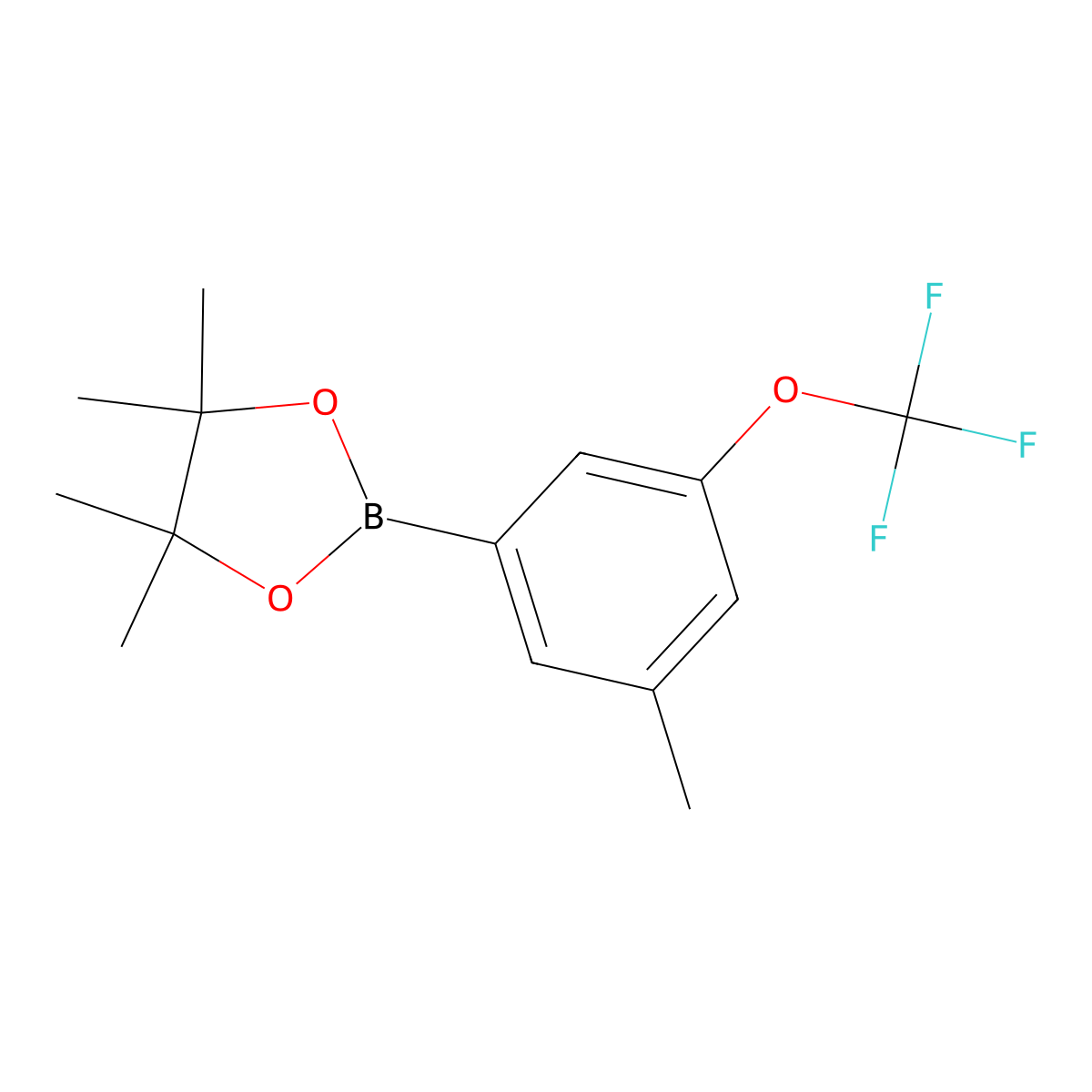 4,4,5,5-Tetramethyl-2-(3-methyl-5-(trifluoromethoxy)phenyl)-1,3,2-dioxaborolane molecular structure, CAS 1150561-56-0