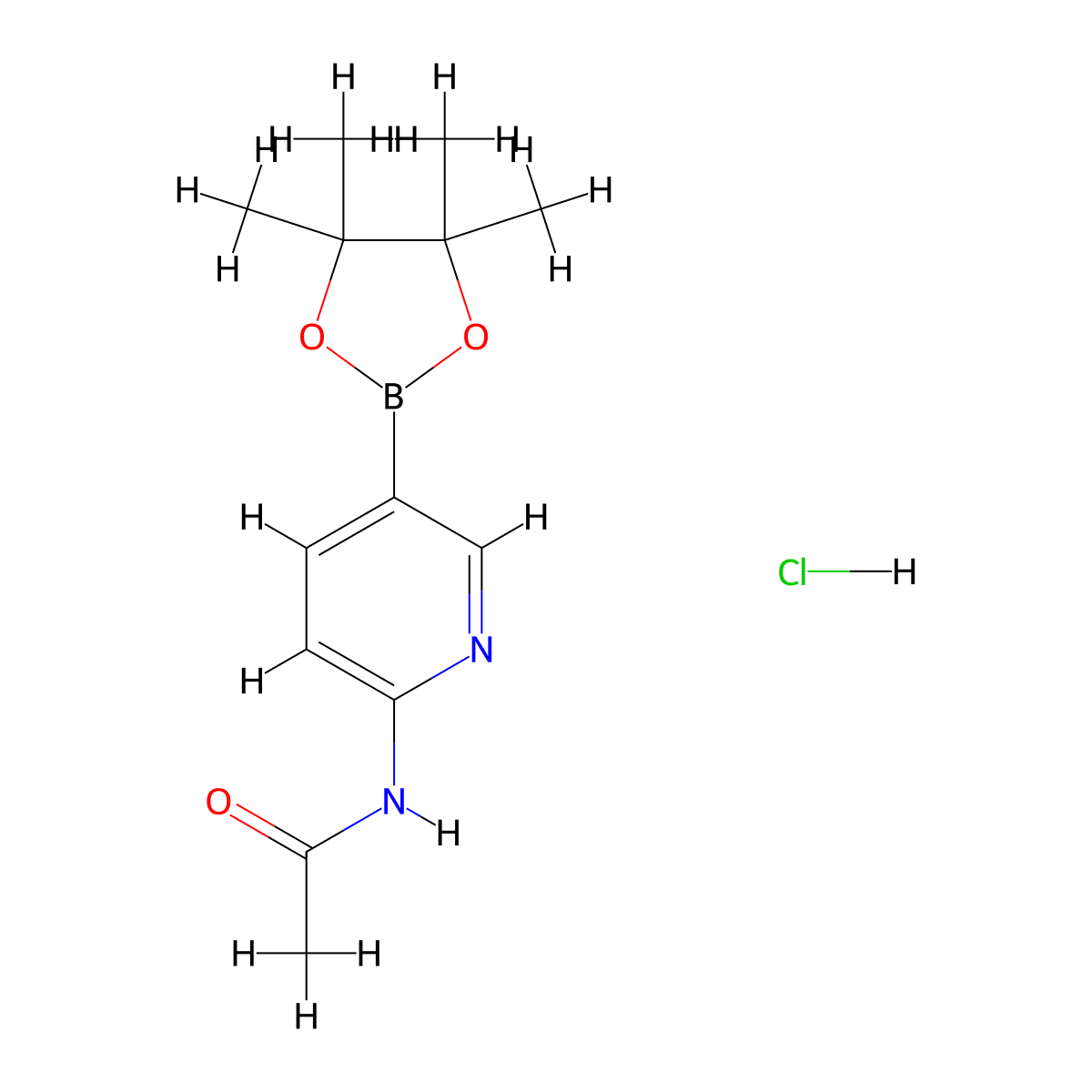 2-Acetamidopyridine-5-boronic acid, pinacol ester hydrochloride molecular structure, CAS 1150561-64-0