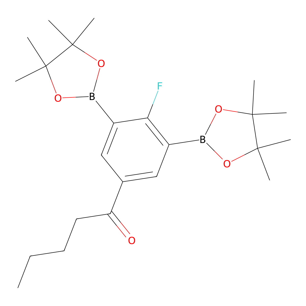 1-(4-Fluoro-3,5-bis(4,4,5,5-tetramethyl-1,3,2-dioxaborolan-2-yl)phenyl)pentan-1-one molecular structure, CAS 1150561-65-1