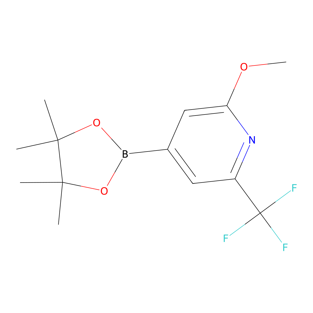 2-Methoxy-4-(4,4,5,5-tetramethyl-1,3,2-dioxaborolan-2-yl)-6-(trifluoromethyl)pyridine molecular structure, CAS 1150561-66-2