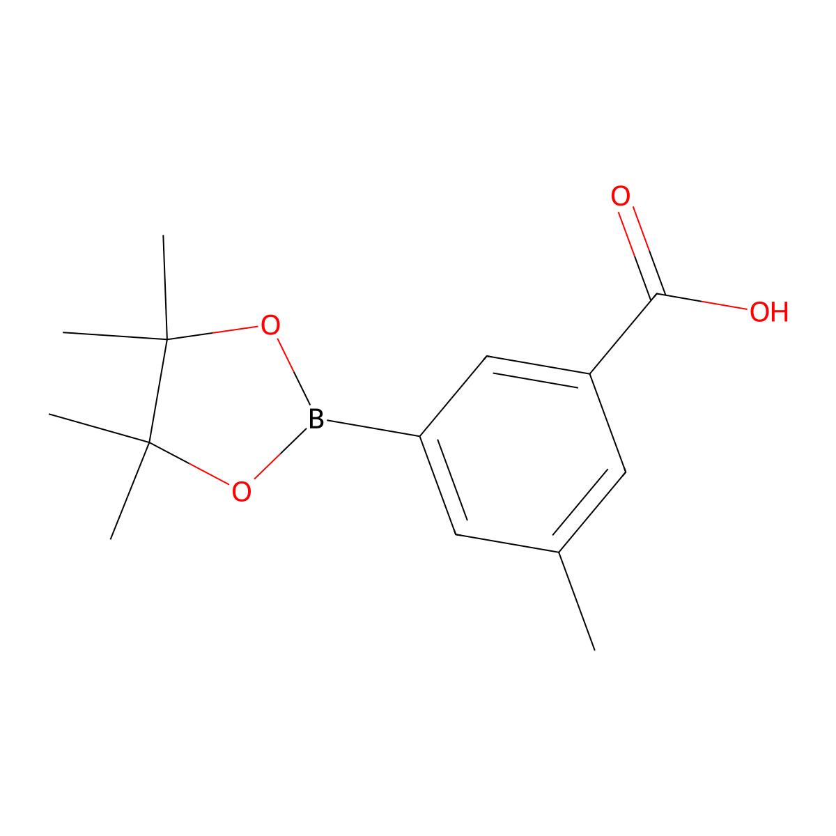 3-Methyl-5-(4,4,5,5-tetramethyl-1,3,2-dioxaborolan-2-yl)benzoic acid molecular structure, CAS 1150561-67-3