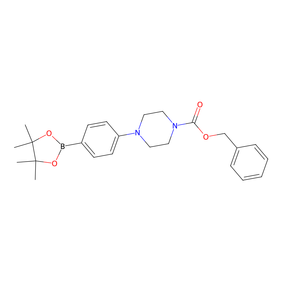 Benzyl 4-(4-(4,4,5,5-tetramethyl-1,3,2-dioxaborolan-2-yl)phenyl)piperazine-1-carboxylate molecular structure, CAS 1150561-68-4