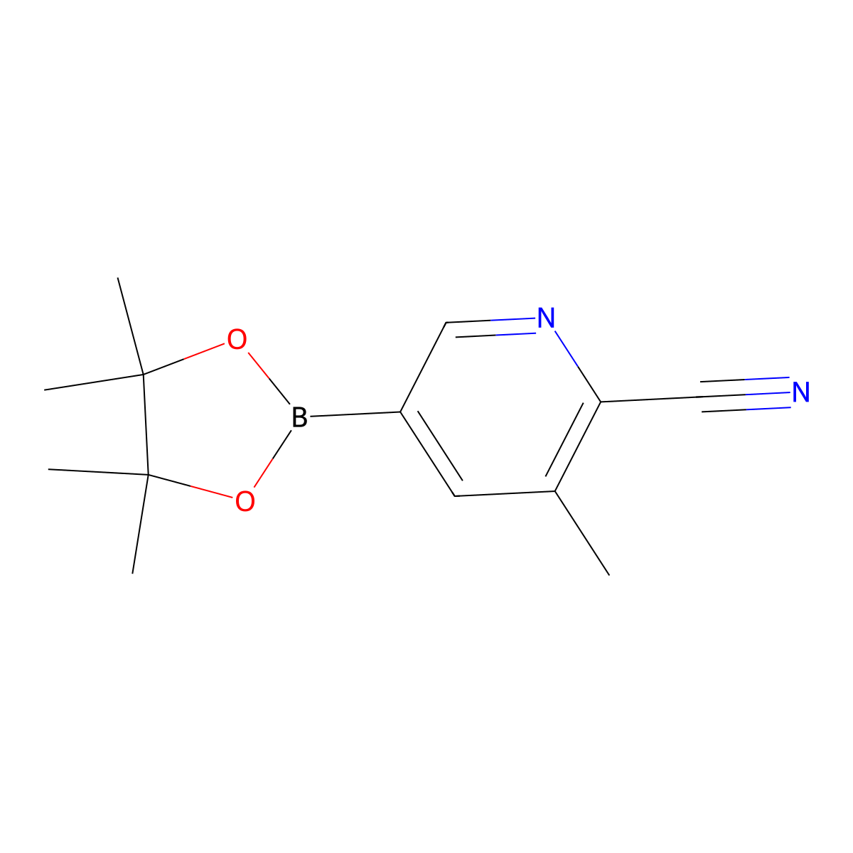 3-Methyl-5-(4,4,5,5-tetramethyl-1,3,2-dioxaborolan-2-yl)pyridine-2-carbonitrile molecular structure, CAS 1150561-70-8