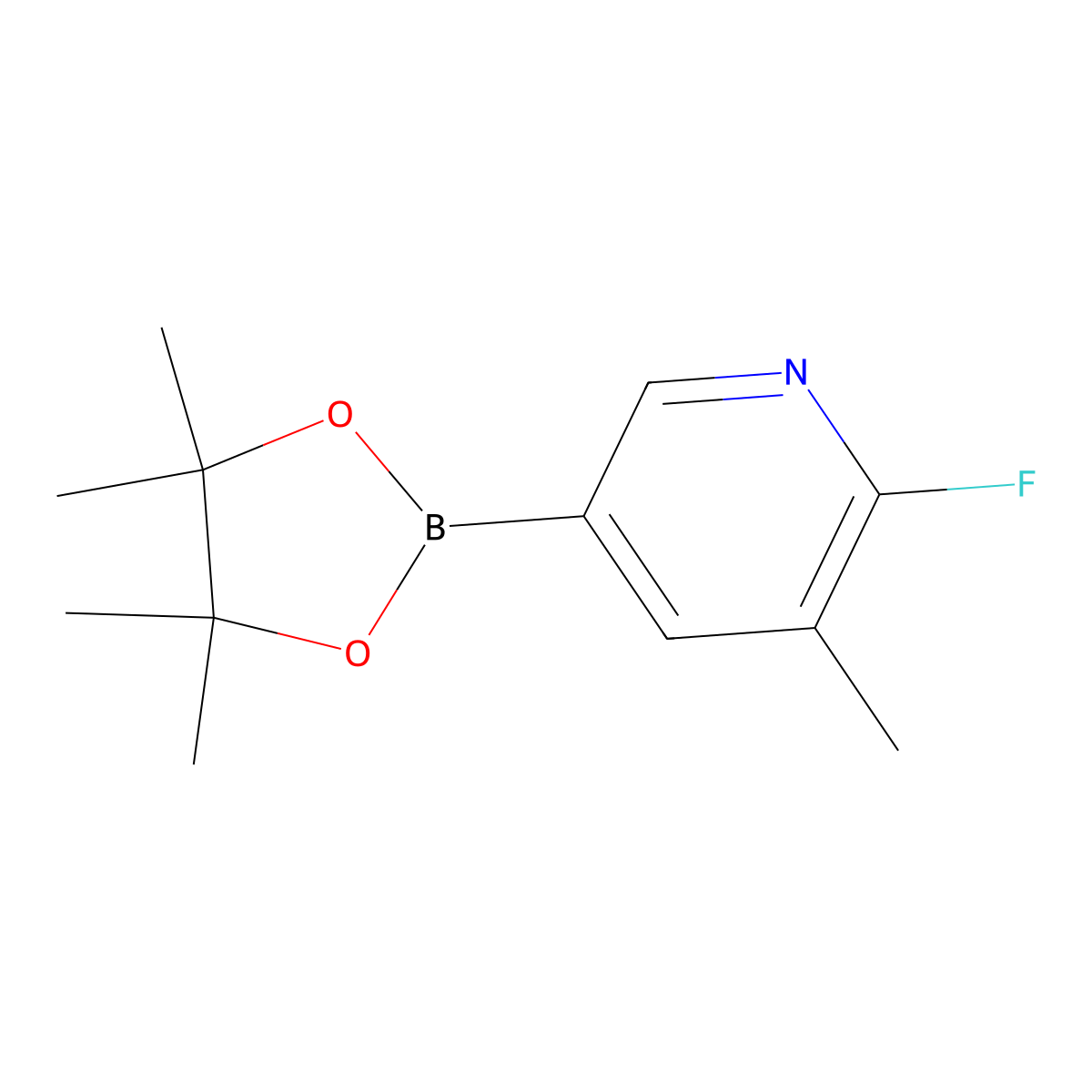 2-Fluoro-3-methyl-5-(4,4,5,5-tetramethyl-1,3,2-dioxaborolan-2-yl)pyridine molecular structure, CAS 1150561-71-9