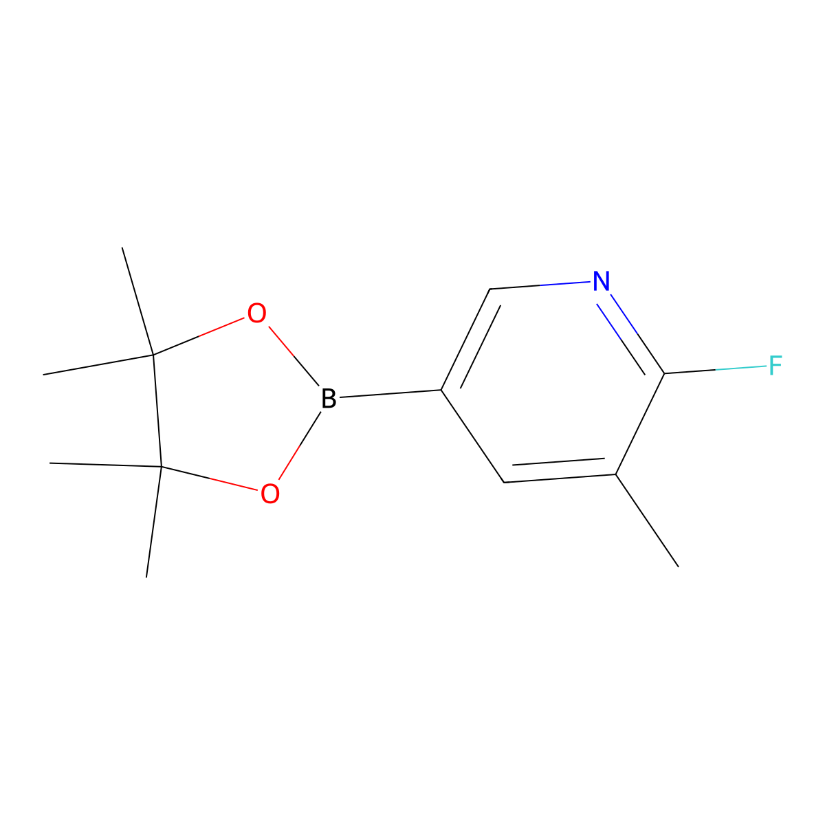 2-Fluoro-3-methyl-5-(4,4,5,5-tetramethyl-1,3,2-dioxaborolan-2-yl)pyridine molecular structure, CAS 1150561-71-9