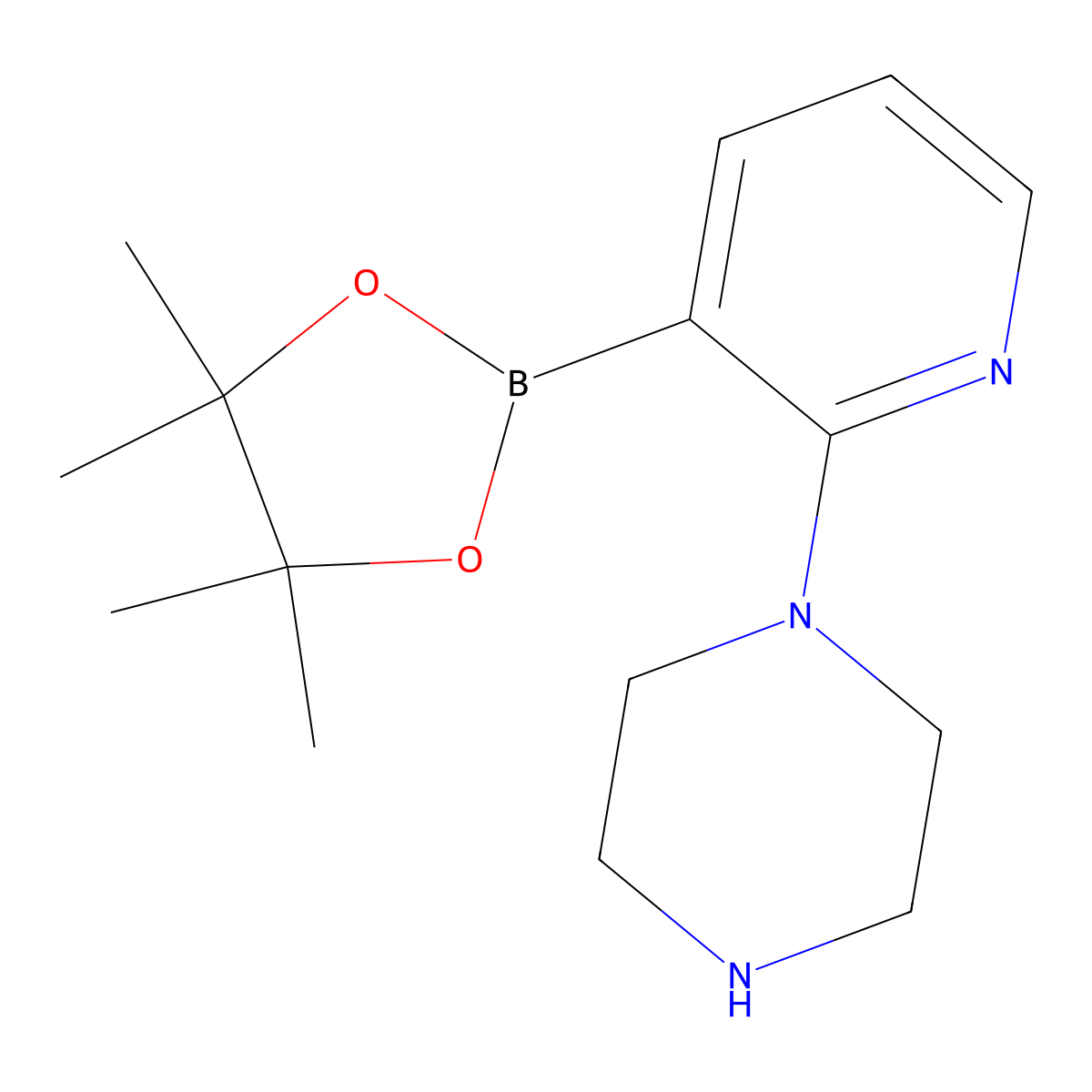 1-[3-(4,4,5,5-Tetramethyl-1,3,2-dioxaborolan-2-yl)pyridin-2-yl]piperazine molecular structure, CAS 1150561-73-1