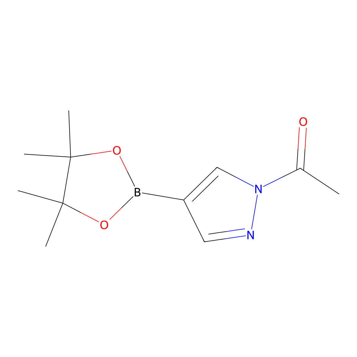1-[4-(4,4,5,5-Tetramethyl-1,3,2-dioxaborolan-2-yl)-1H-pyrazol-1-yl]-ethanone molecular structure, CAS 1150561-76-4