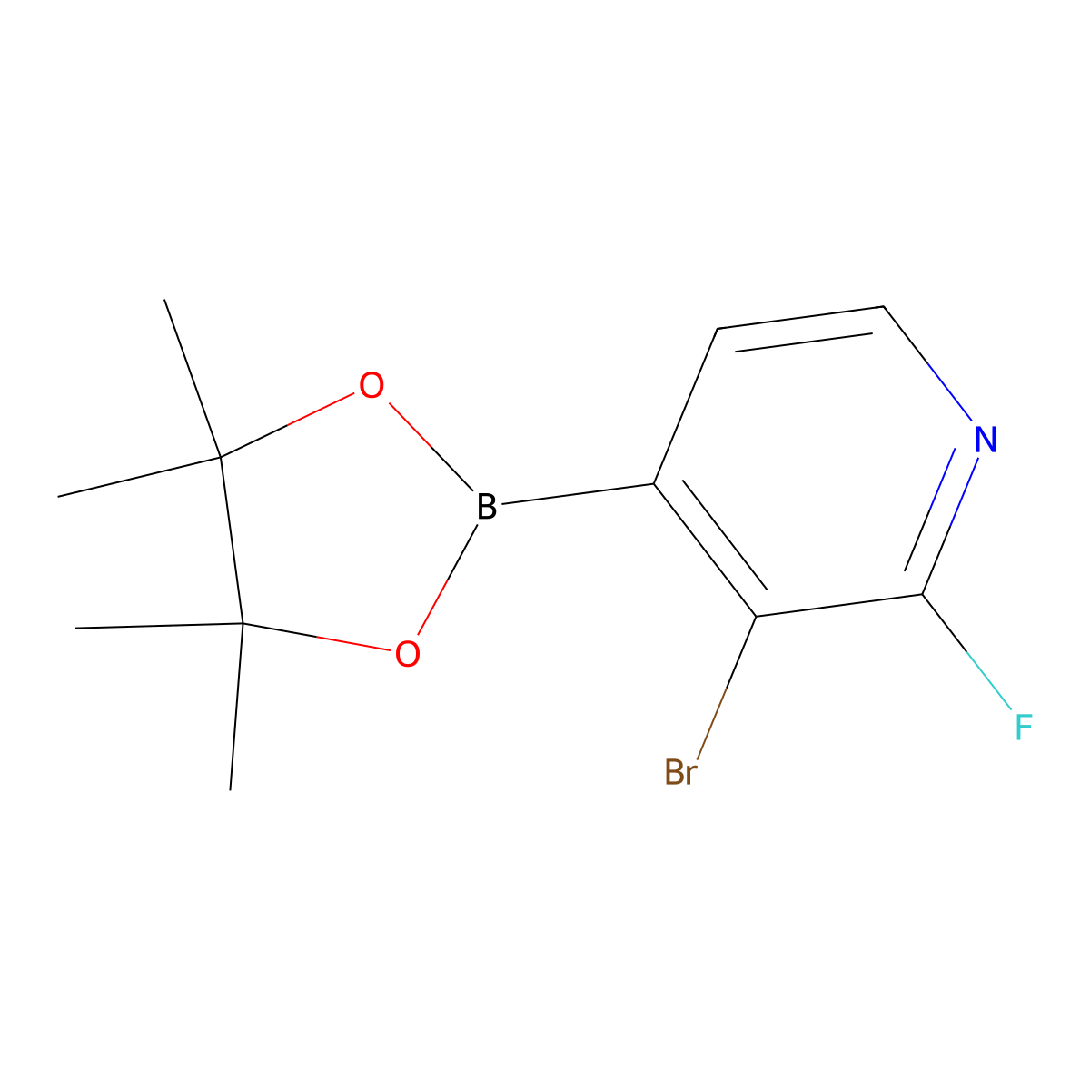 3-Bromo-2-fluoro-4-(4,4,5,5-tetramethyl-1,3,2-dioxaborolan-2-YL)pyridine molecular structure, CAS 1150561-78-6