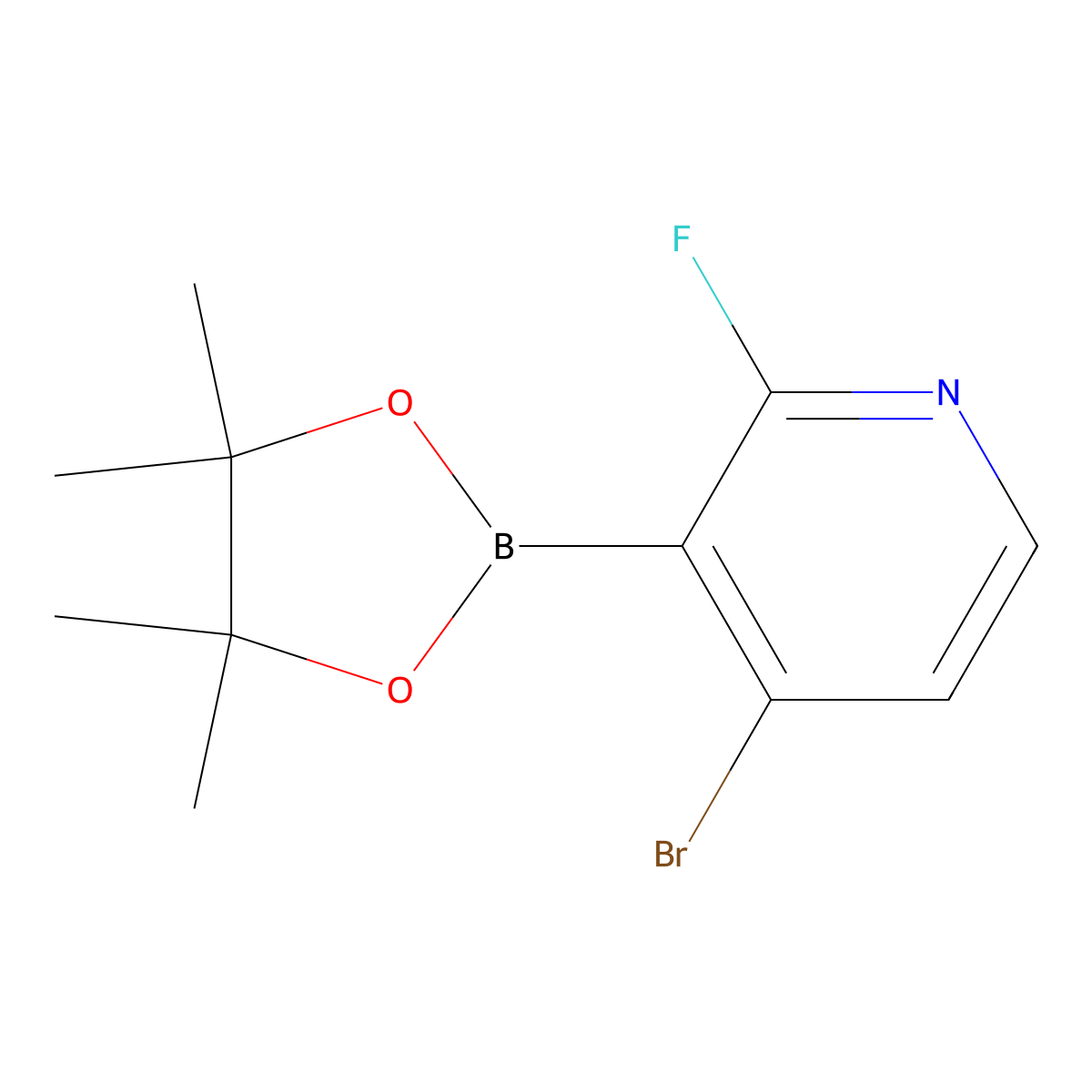 4-Bromo-2-fluoro-3-(4,4,5,5-tetramethyl-1,3,2-dioxaborolan-2-YL)pyridine molecular structure, CAS 1150561-79-7