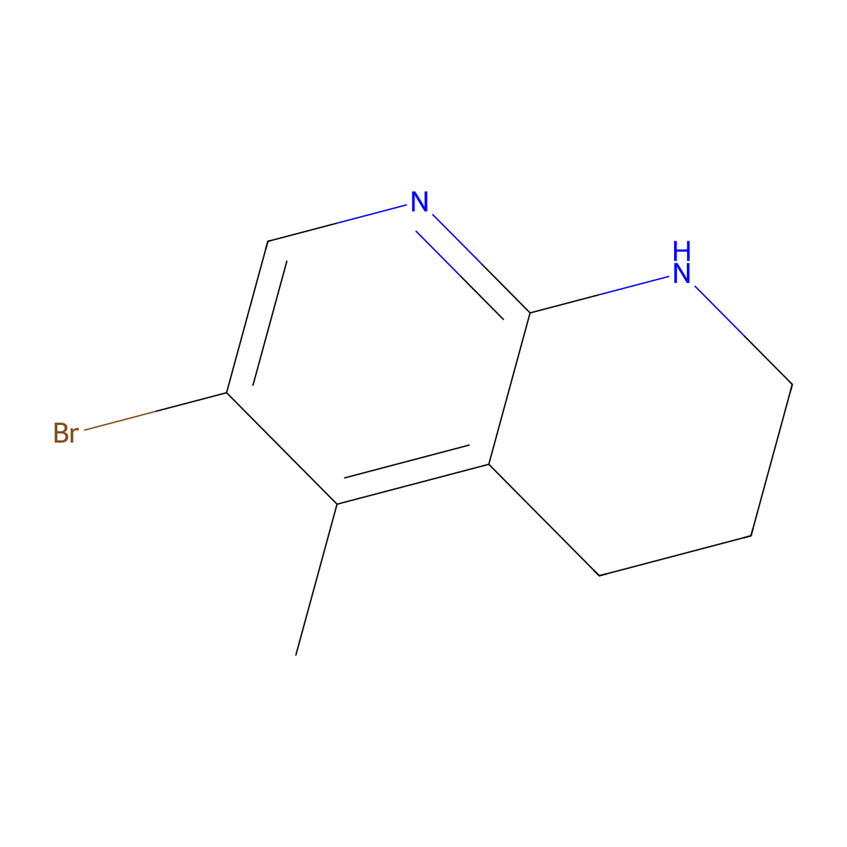 6-Bromo-5-methyl-1,2,3,4-tetrahydro-1,8-naphthyridine molecular structure, CAS 1150617-50-7