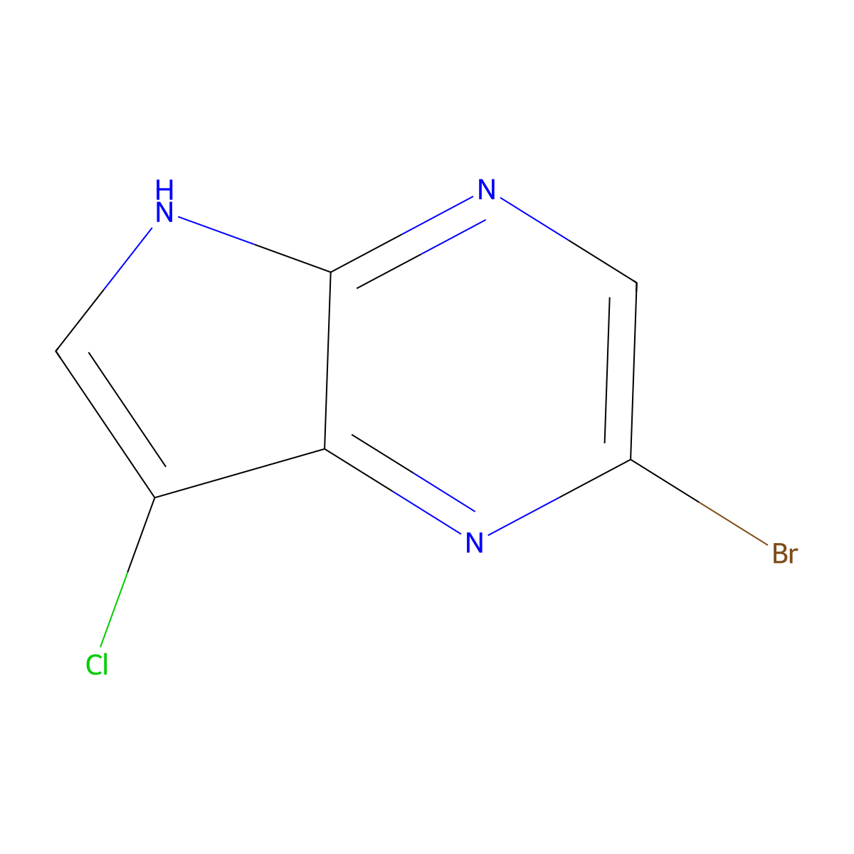 2-bromo-7-chloro-5H-pyrrolo[2,3-b]pyrazine molecular structure, CAS 1150617-58-5