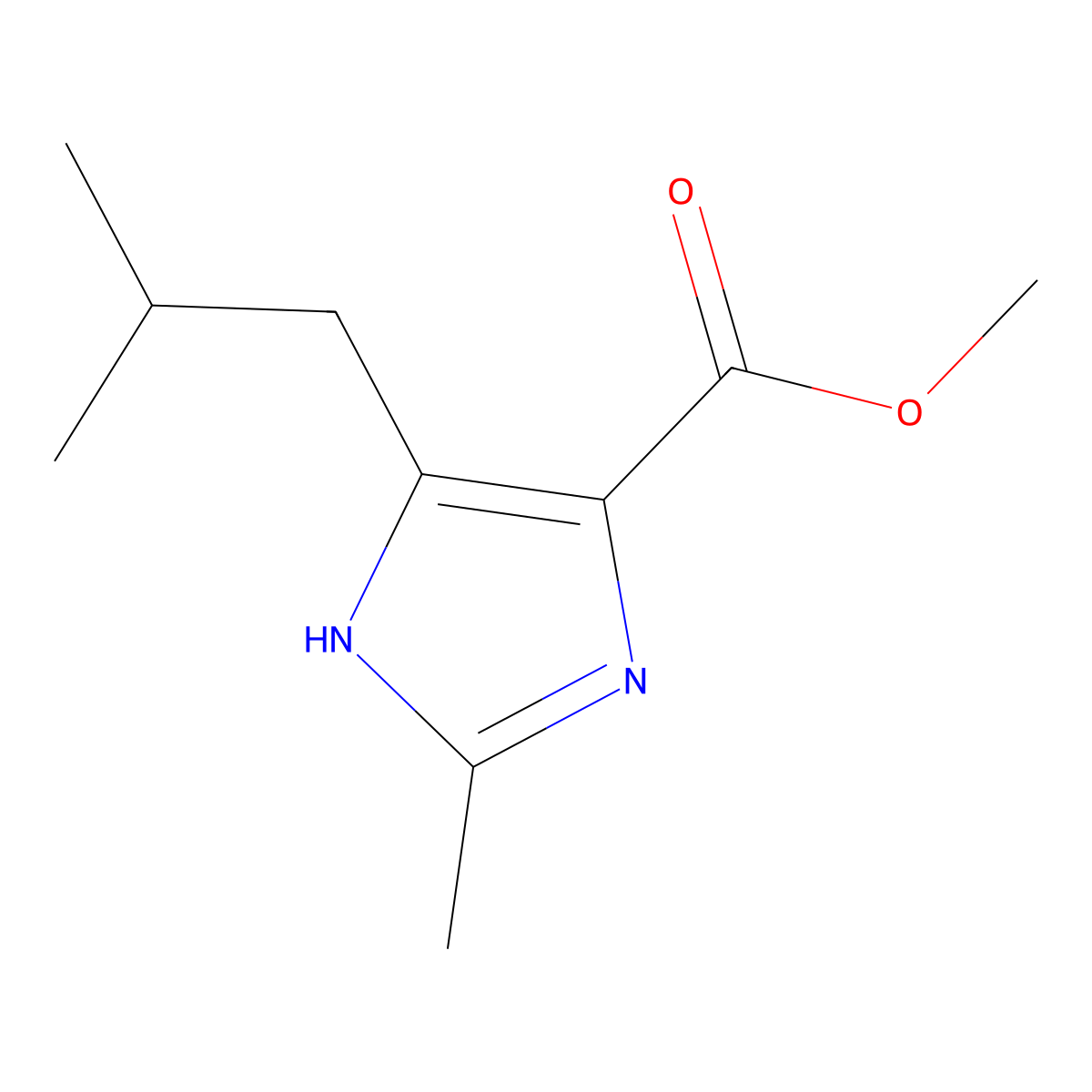 methyl 4-isobutyl-2-methyl-1H-imidazole-5-carboxylate molecular structure, CAS 1150617-77-8