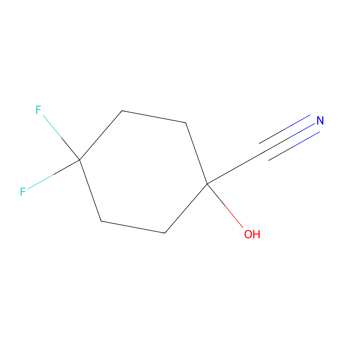 4,4-Difluoro-1-hydroxycyclohexane-1-carbonitrile molecular structure, CAS 1150617-90-5
