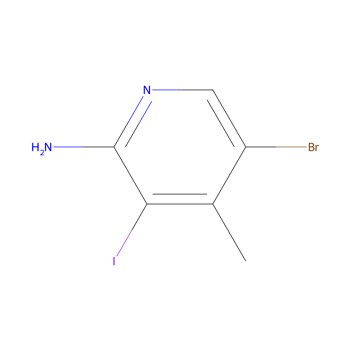 5-Bromo-3-iodo-4-methylpyridin-2-amine molecular structure, CAS 1150618-04-4