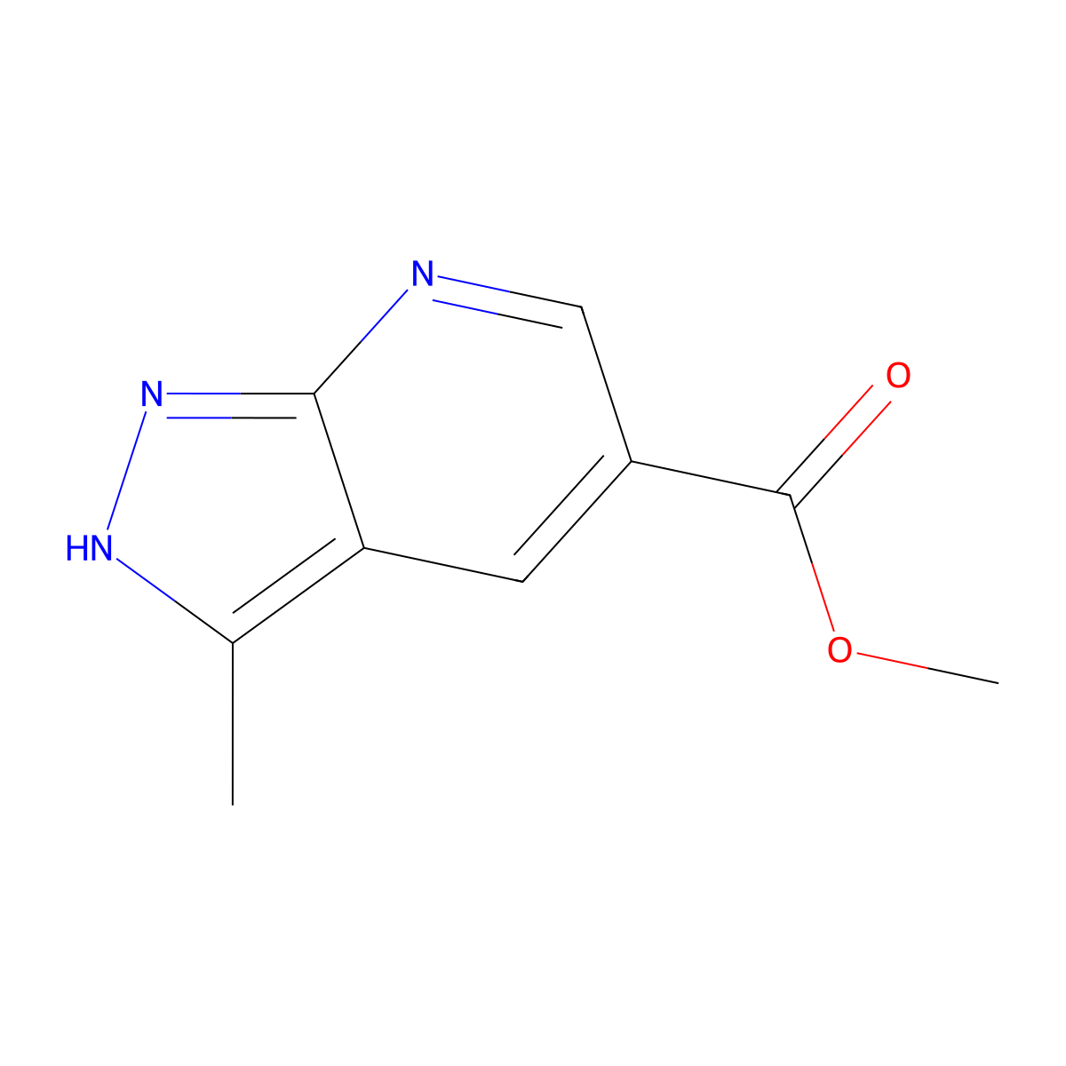 Methyl 3-methyl-1H-pyrazolo[3,4-b]pyridine-5-carboxylate molecular structure, CAS 1150618-05-5