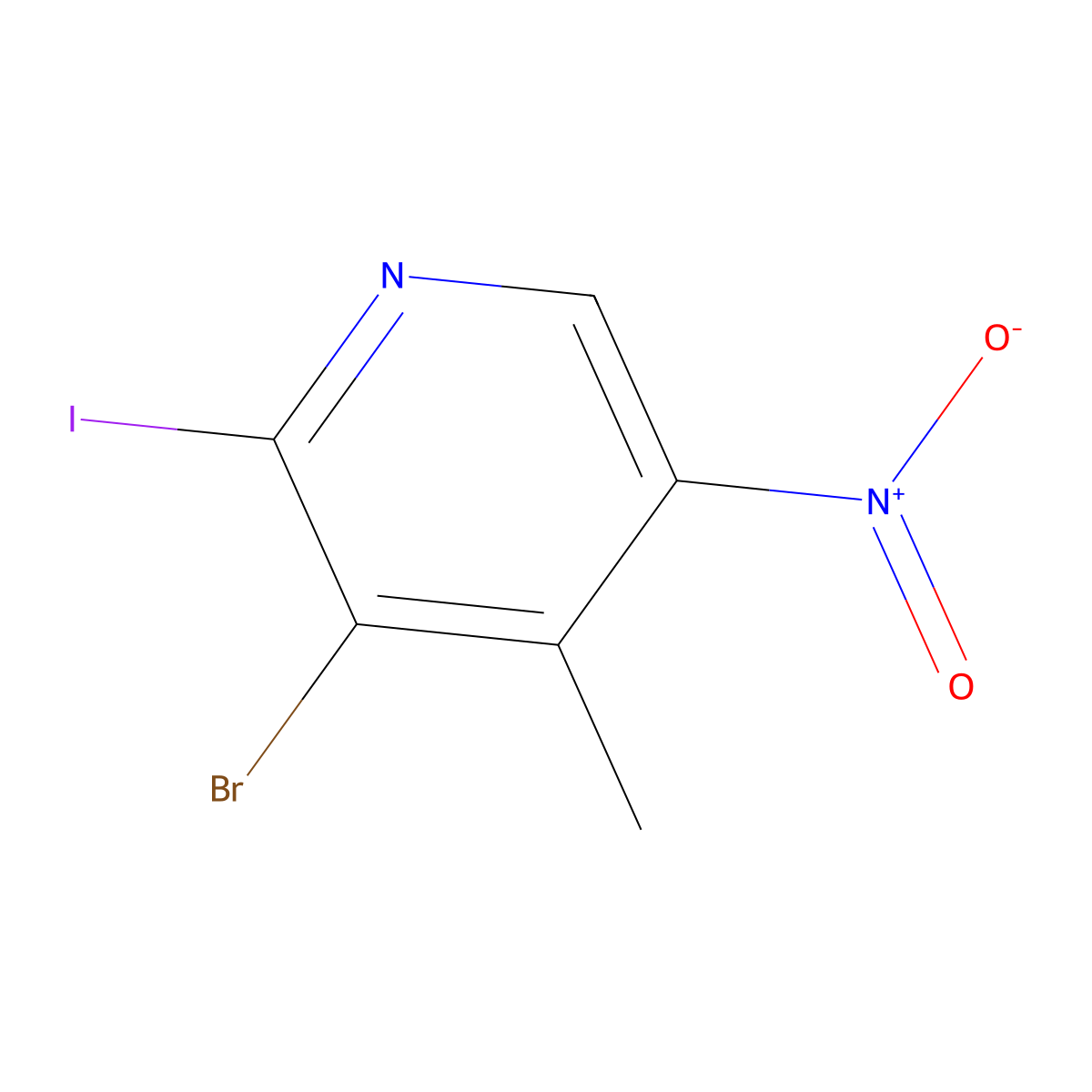 3-Bromo-2-iodo-4-methyl-5-nitropyridine molecular structure, CAS 1150618-06-6
