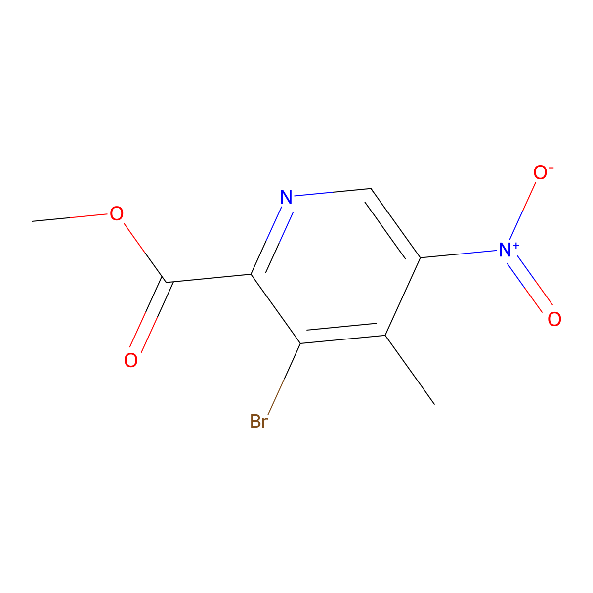Methyl 3-bromo-4-methyl-5-nitropicolinate molecular structure, CAS 1150618-07-7