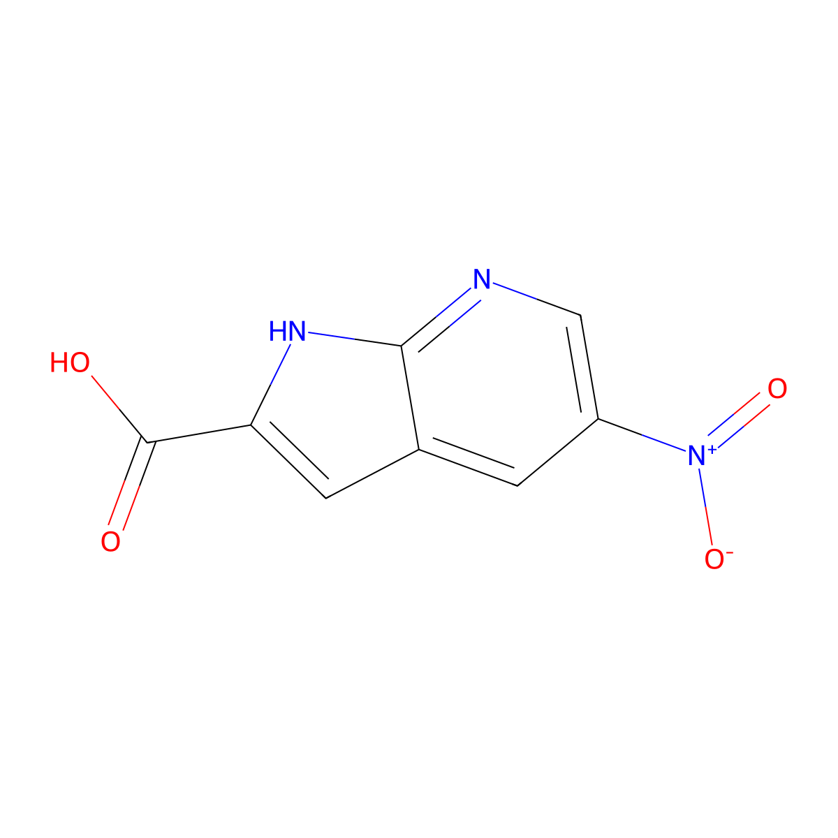 5-nitro-1H-pyrrolo[2,3-b]pyridine-2-carboxylic acid molecular structure, CAS 1150618-15-7
