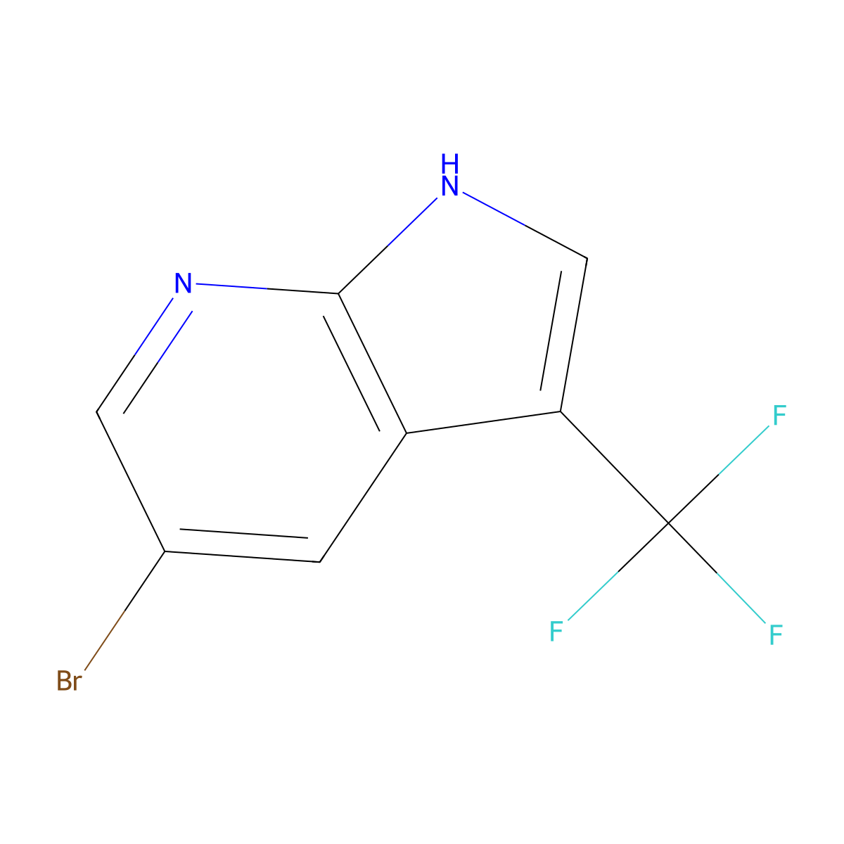 5-bromo-3-(trifluoromethyl)-1H-pyrrolo[2,3-b]pyridine molecular structure, CAS 1150618-36-2