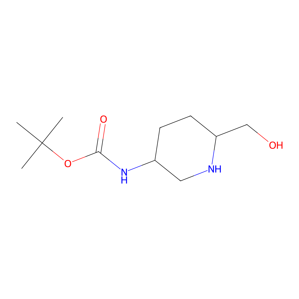 Tert-butyl (6-(hydroxymethyl)piperidin-3-yl)carbamate molecular structure, CAS 1150618-40-8