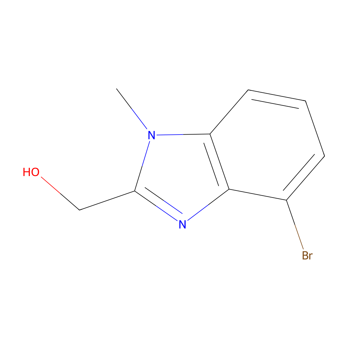 (4-Bromo-1-methyl-1H-benzoimidazol-2-yl)-methanol molecular structure, CAS 1150618-44-2