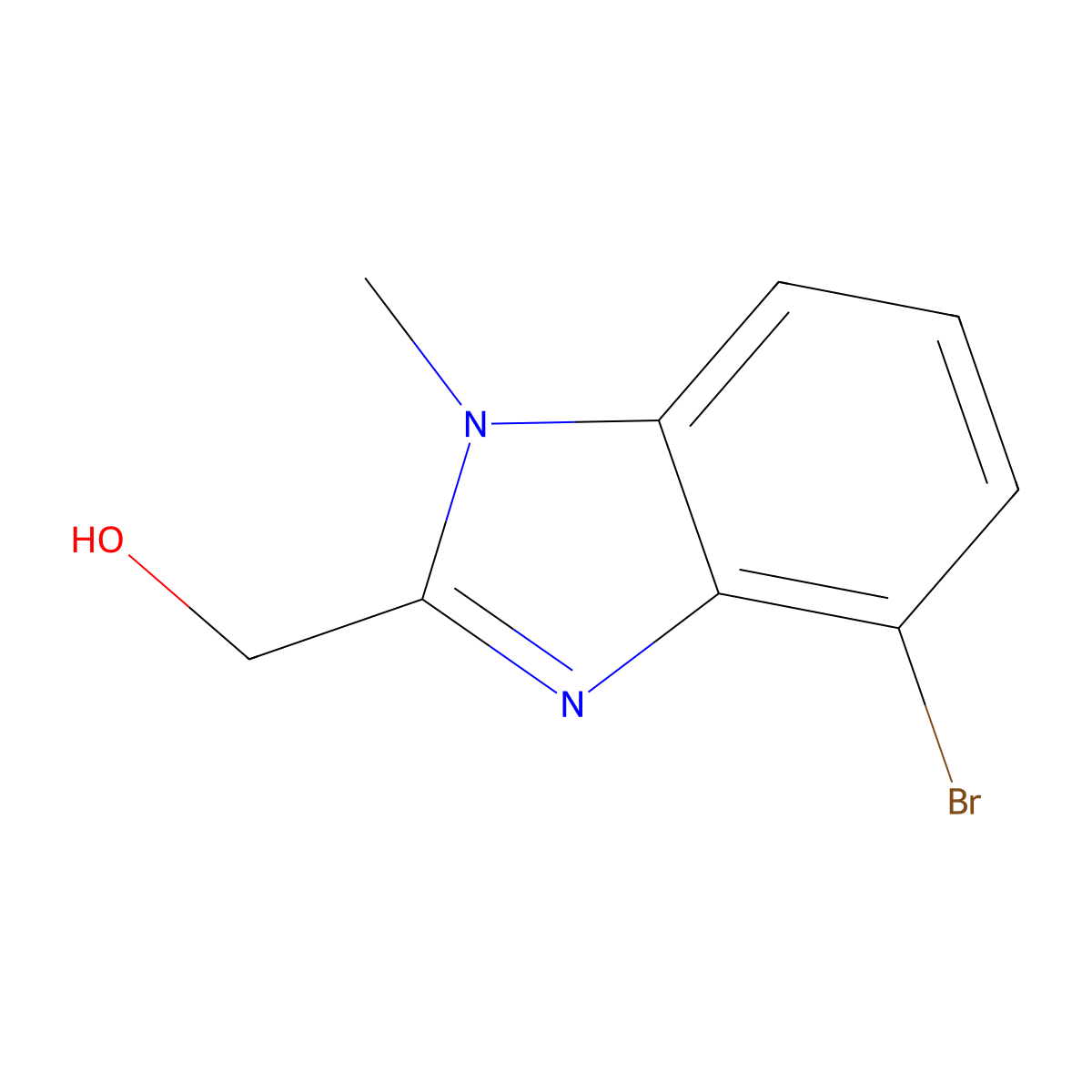 (4-Bromo-1-methyl-1H-benzoimidazol-2-yl)-methanol molecular structure, CAS 1150618-44-2