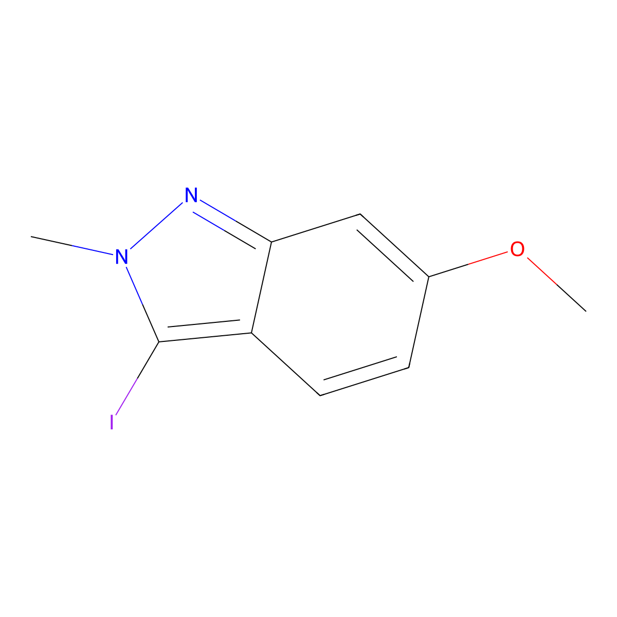 3-iodo-6-methoxy-2-methyl-2H-indazole molecular structure, CAS 1150618-47-5