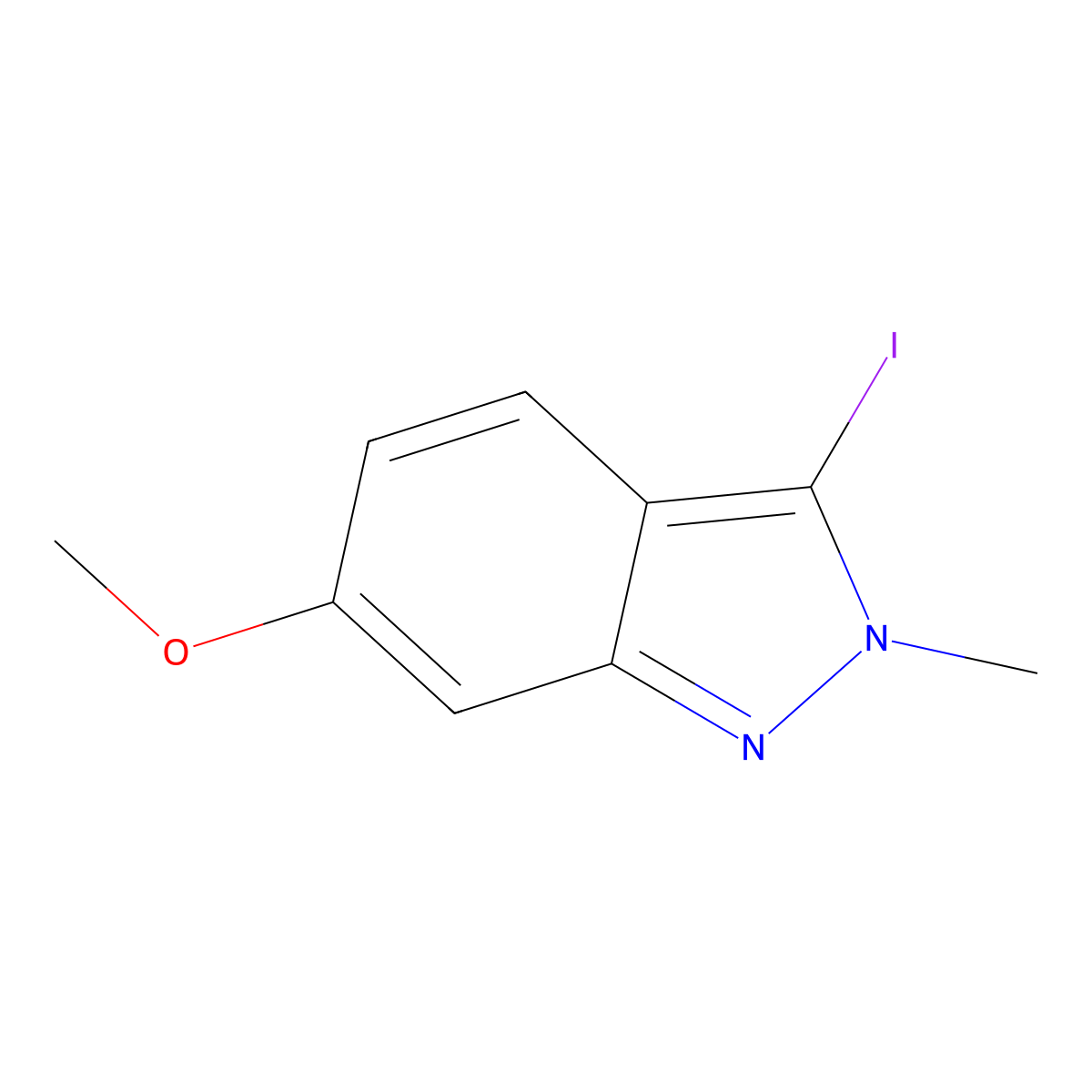 3-iodo-6-methoxy-2-methyl-2H-indazole molecular structure, CAS 1150618-47-5