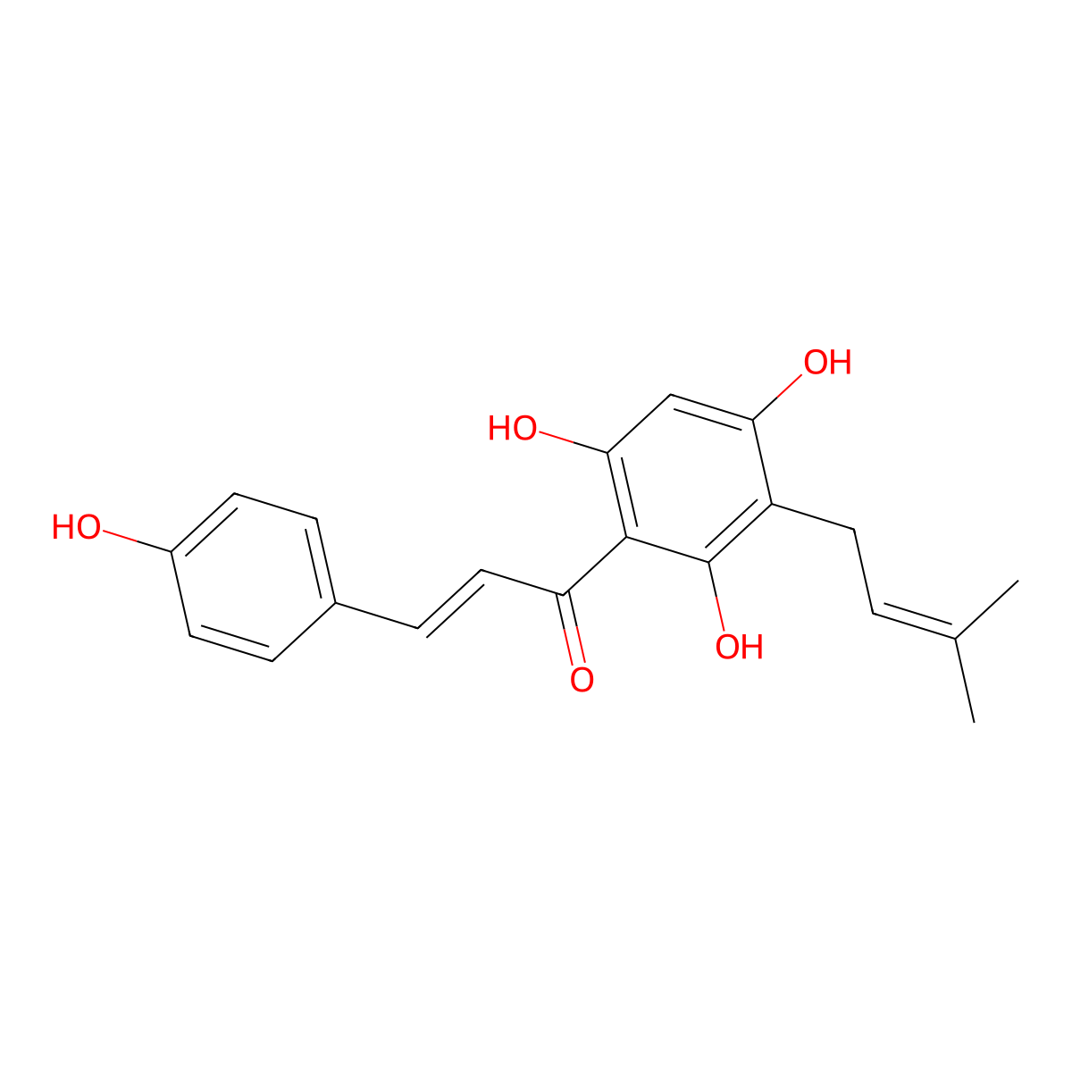 Desmethylxanthohumol molecular structure, CAS 115063-39-3
