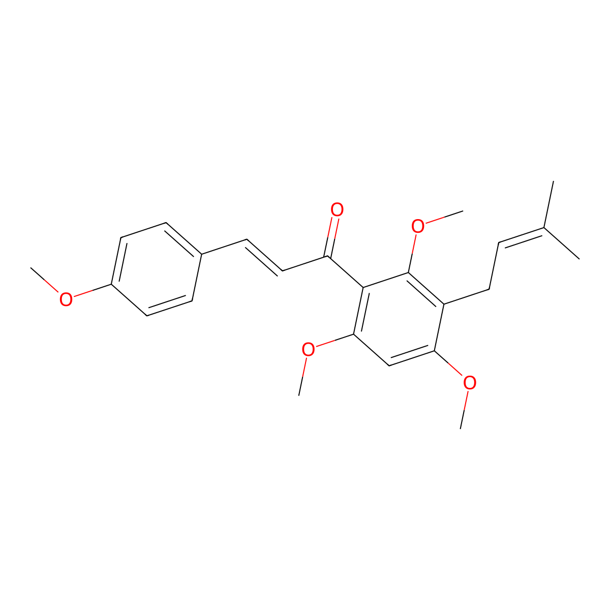 (E)-3-(4-methoxyphenyl)-1-[2,4,6-trimethoxy-3-(3-methylbut-2-enyl)phenyl]prop-2-en-1-one molecular structure, CAS 115063-40-6
