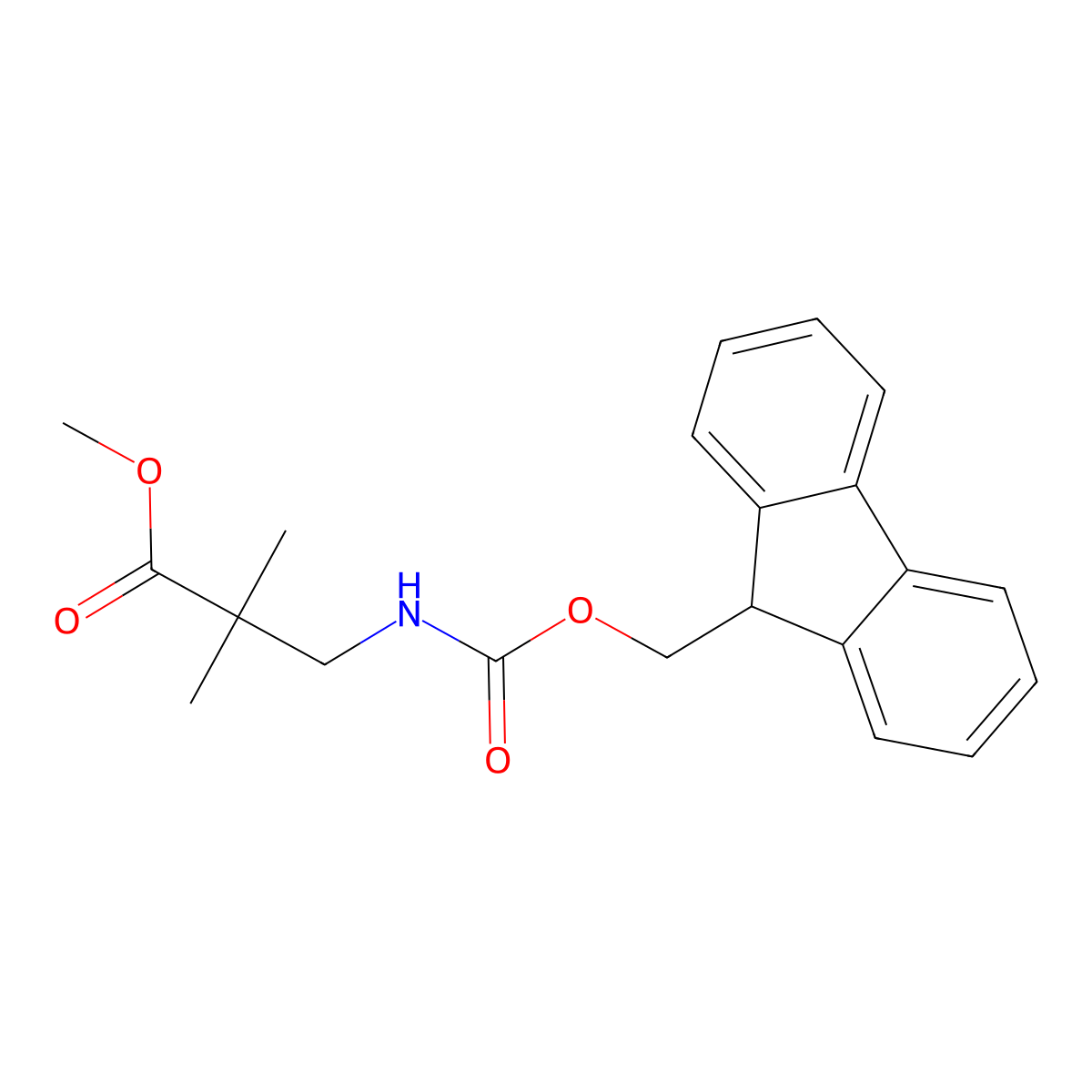 Methyl 3-((((9H-fluoren-9-yl)methoxy)carbonyl)amino)-2,2-dimethylpropanoate molecular structure, CAS 1150634-12-0