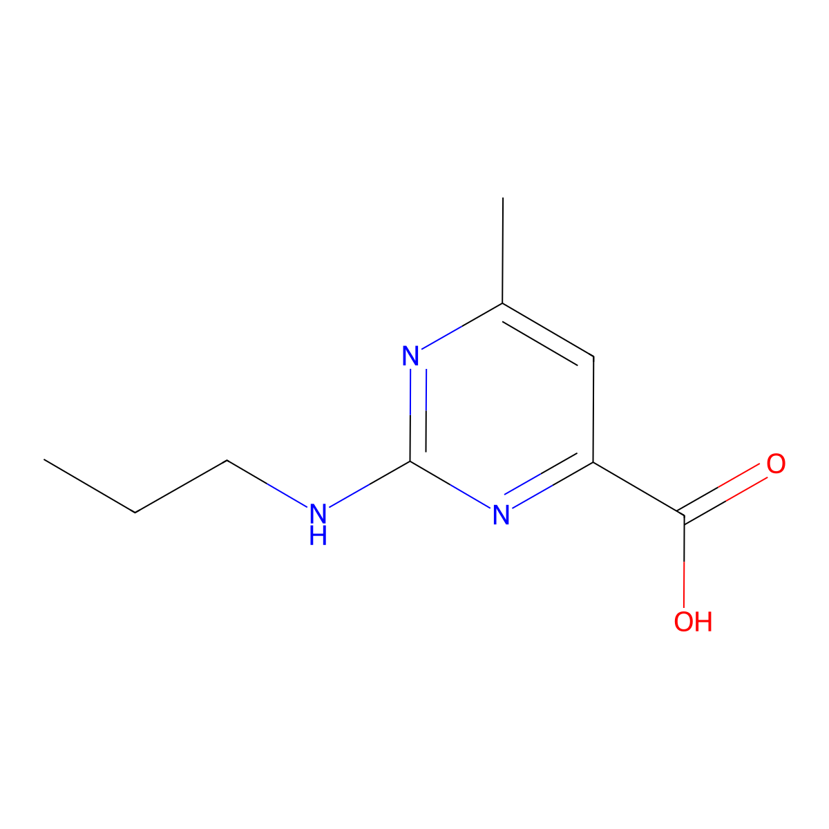 6-Methyl-2-(propylamino)pyrimidine-4-carboxylic acid molecular structure, CAS 1150644-38-4