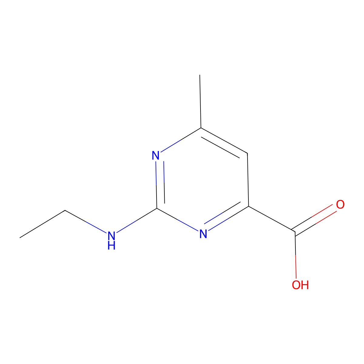 2-(Ethylamino)-6-methylpyrimidine-4-carboxylic acid molecular structure, CAS 1150644-39-5