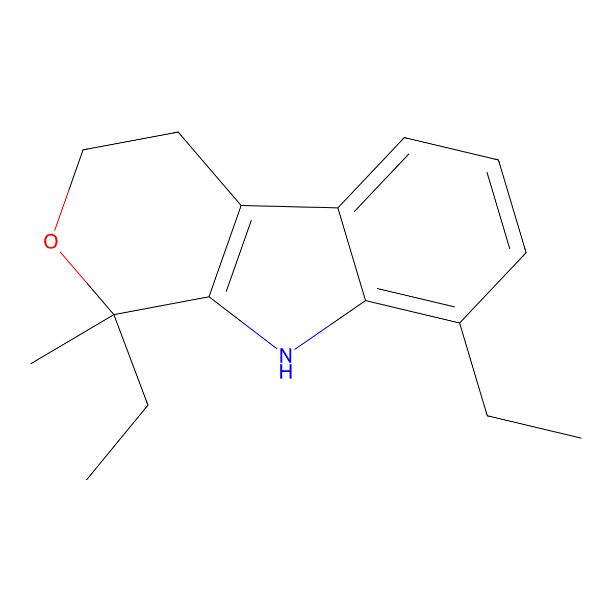 1,8-diethyl-1-methyl-4,9-dihydro-3H-pyrano[3,4-b]indole molecular structure, CAS 115066-03-0
