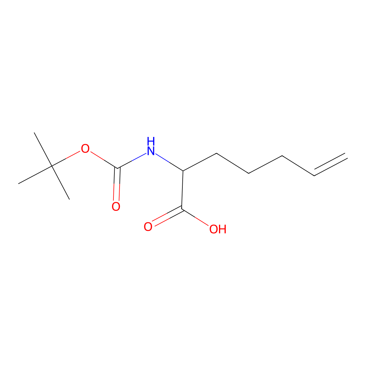 (2R)-Boc-2-amino-6-heptenoic acid molecular structure, CAS 1150697-96-3