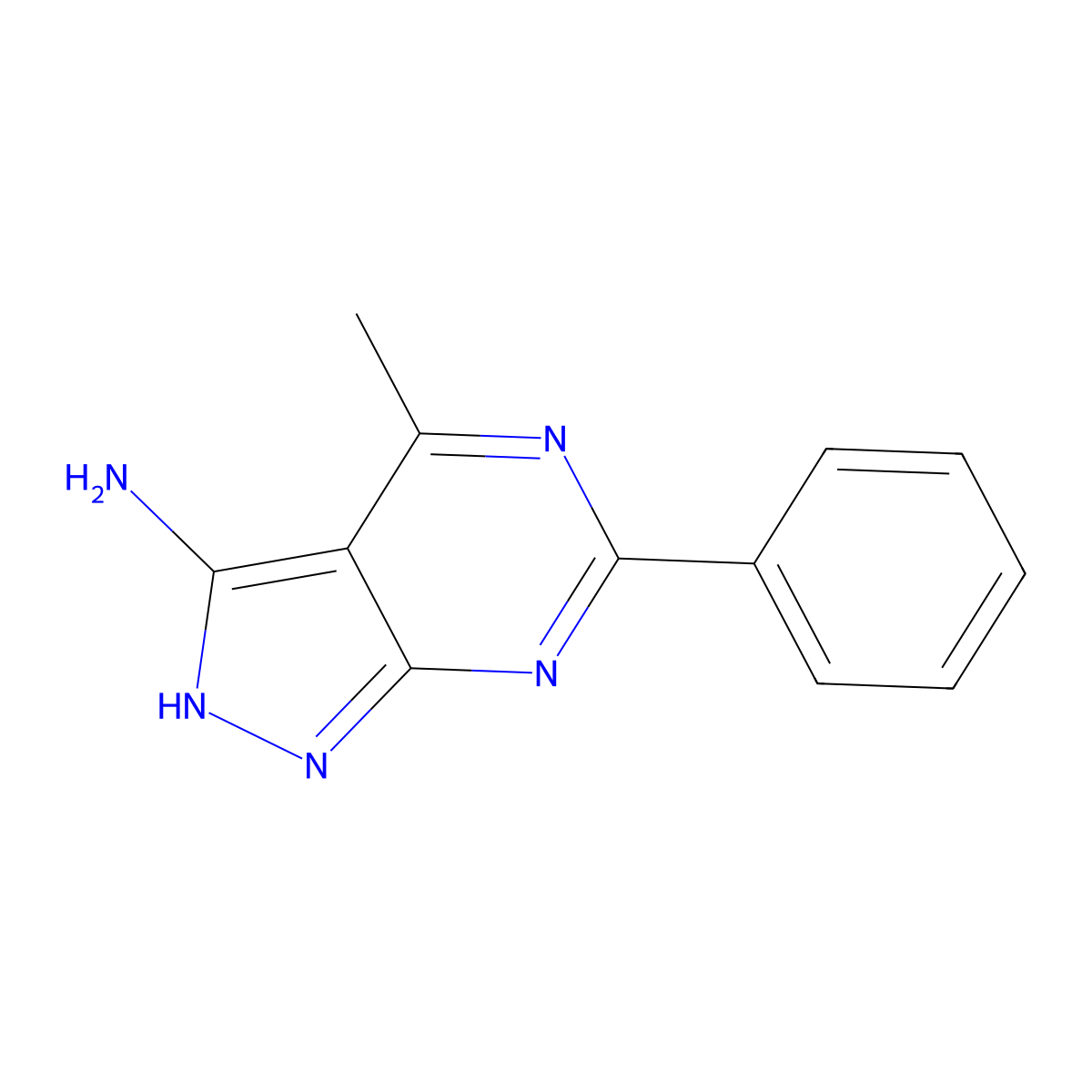 4-methyl-6-phenyl-2H-pyrazolo[3,4-d]pyrimidin-3-amine molecular structure, CAS 115073-23-9