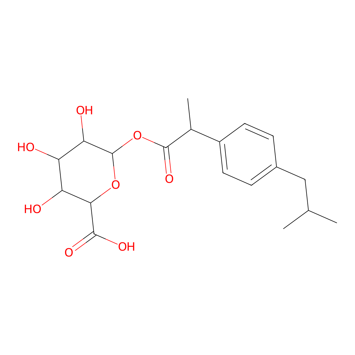 Ibuprofen glucuronide molecular structure, CAS 115075-59-7