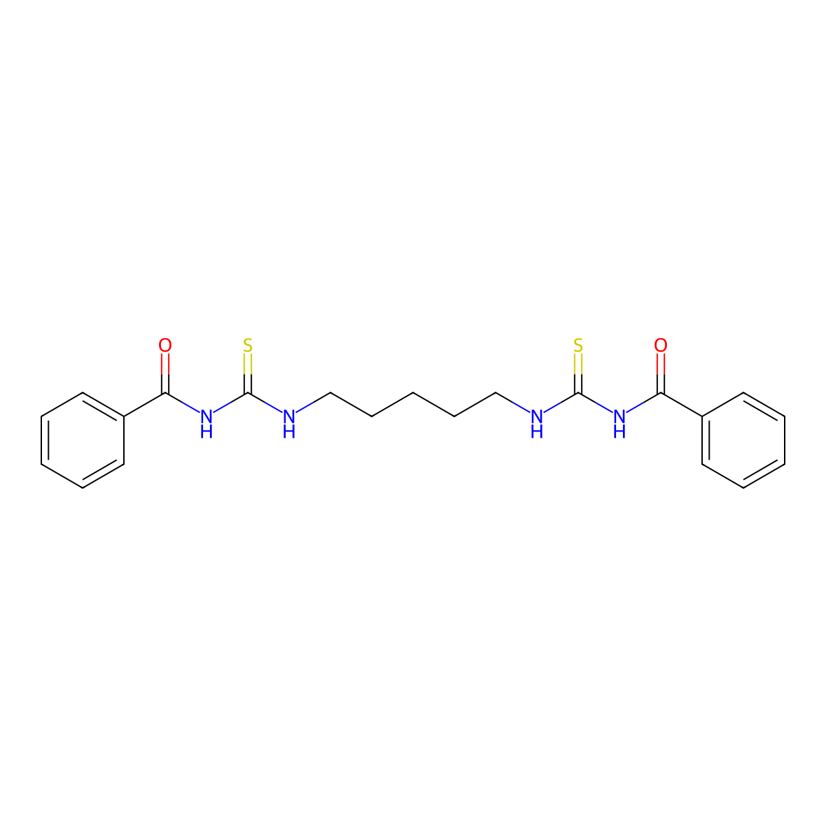Phenyl-N-(((5-(((phenylcarbonylamino)thioxomethyl)amino)pentyl)amino)thioxomethyl)formamide molecular structure, CAS 115079-58-8