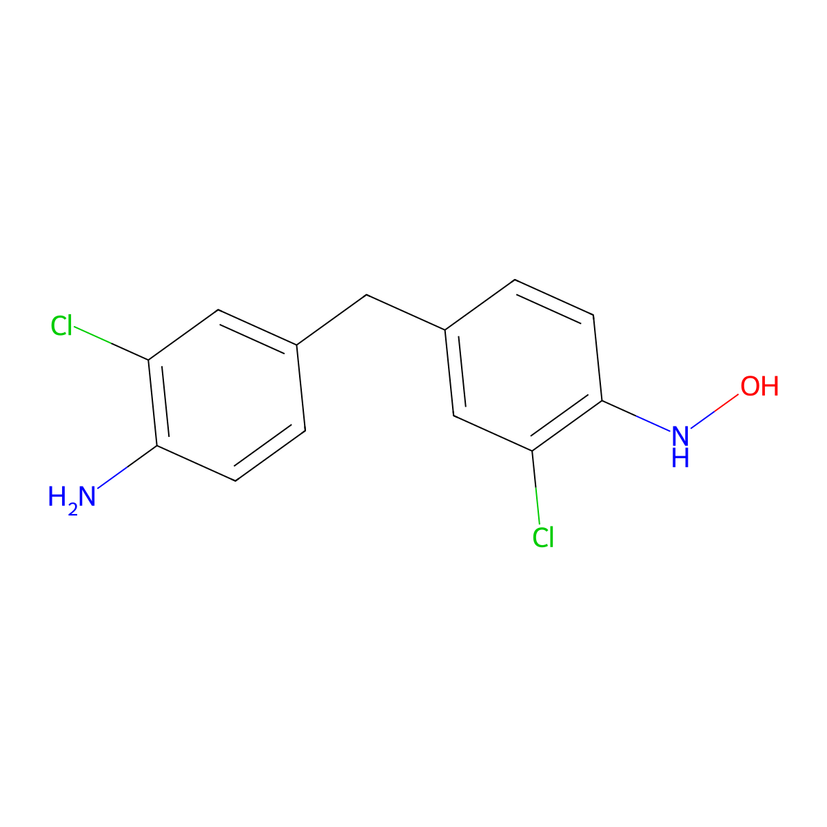 4-((4-Amino-3-chlorophenyl)methyl)-2-chloro-N-hydroxybenzenamine molecular structure, CAS 115084-47-4