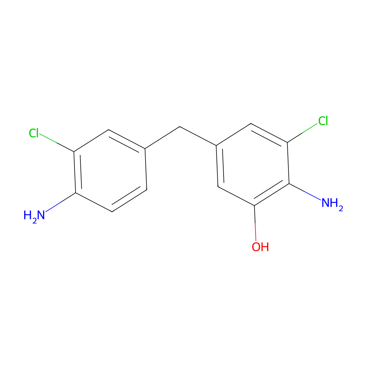 2-Amino-5-((4-amino-3-chlorophenyl)methyl)-3-chlorophenol molecular structure, CAS 115084-48-5