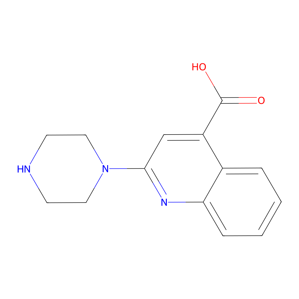 2-Piperazin-1-yl-quinoline-4-carboxylic acid molecular structure, CAS 115084-71-4