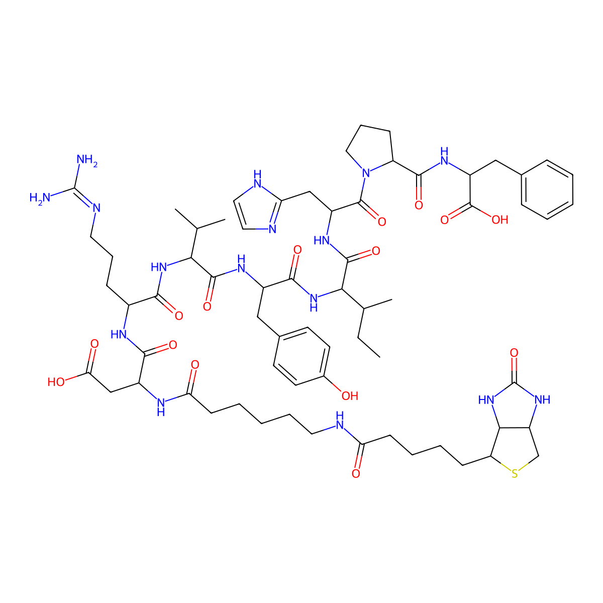 (6-biotinylamido)hexanoylangiotensin II molecular structure, CAS 115102-72-2