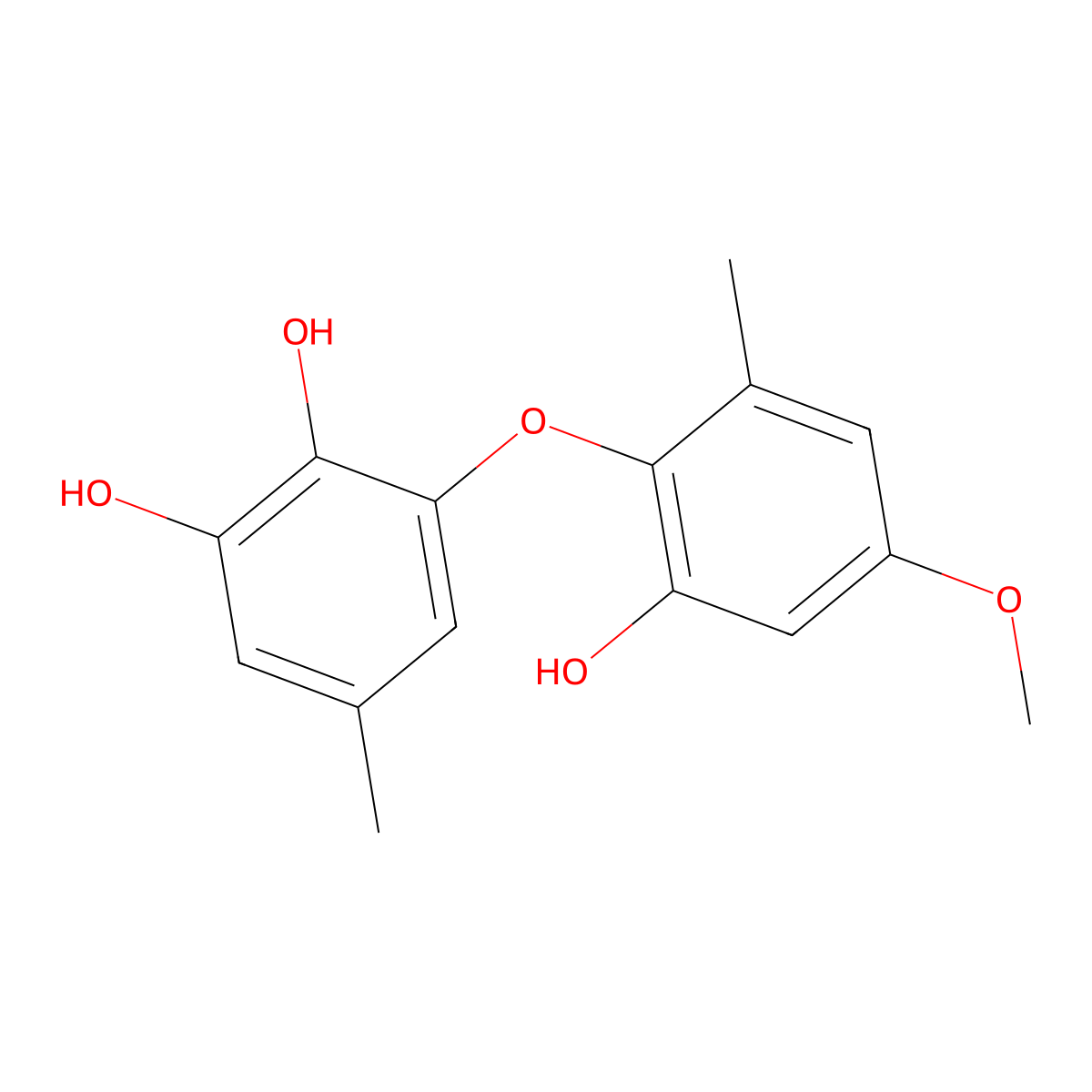 3-(2-Hydroxy-4-methoxy-6-methylphenoxy)-5-methylbenzene-1,2-diol molecular structure, CAS 115103-30-5