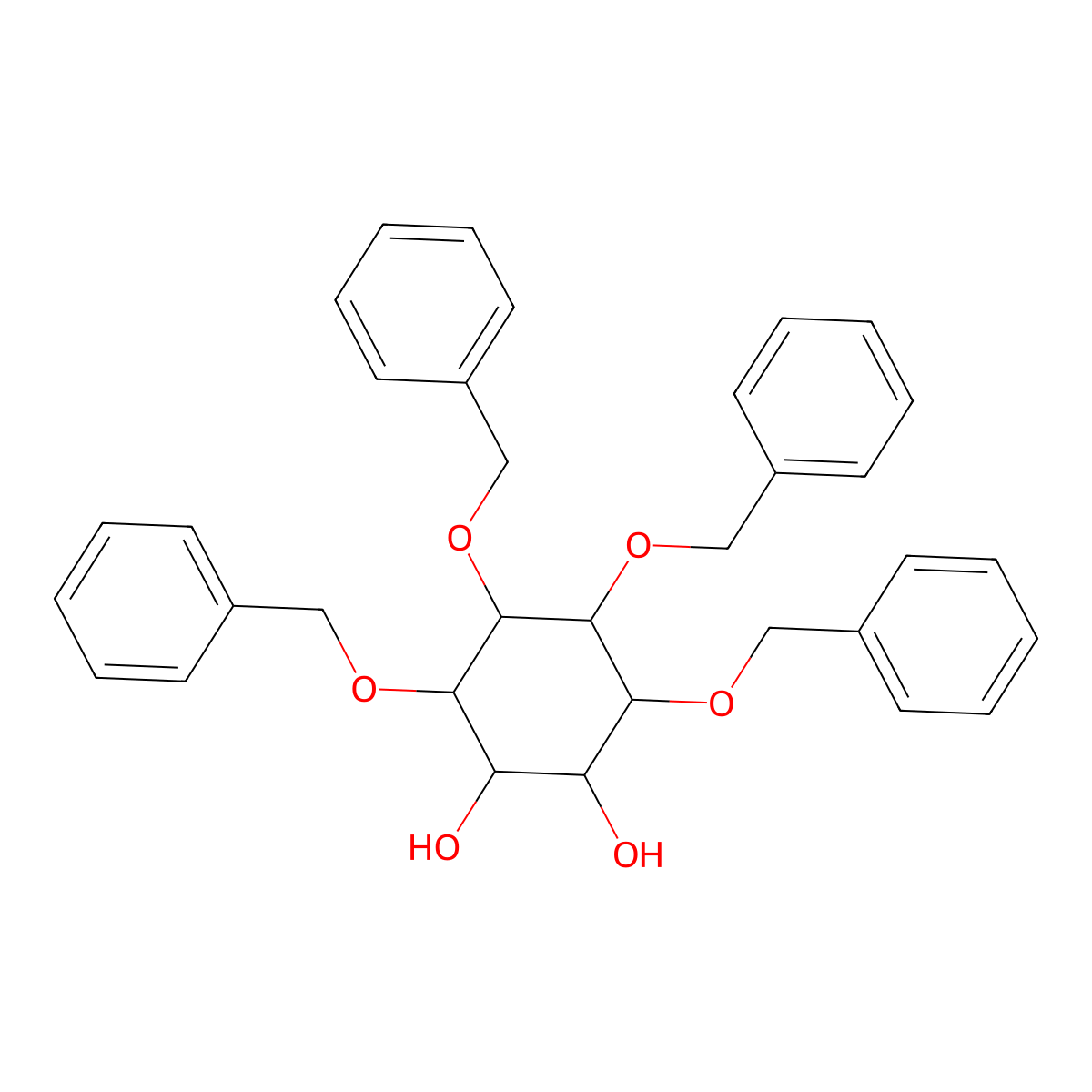 3,4,5,6-Tetrakis(benzyloxy)-1,2-cyclohexanediol molecular structure, CAS 115116-22-8