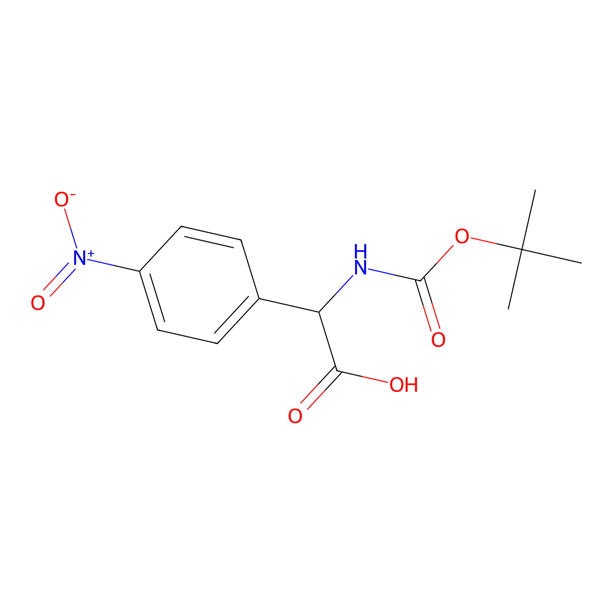 tert-Butoxycarbonylamino-(4-nitro-phenyl)-acetic acid molecular structure, CAS 115116-80-8