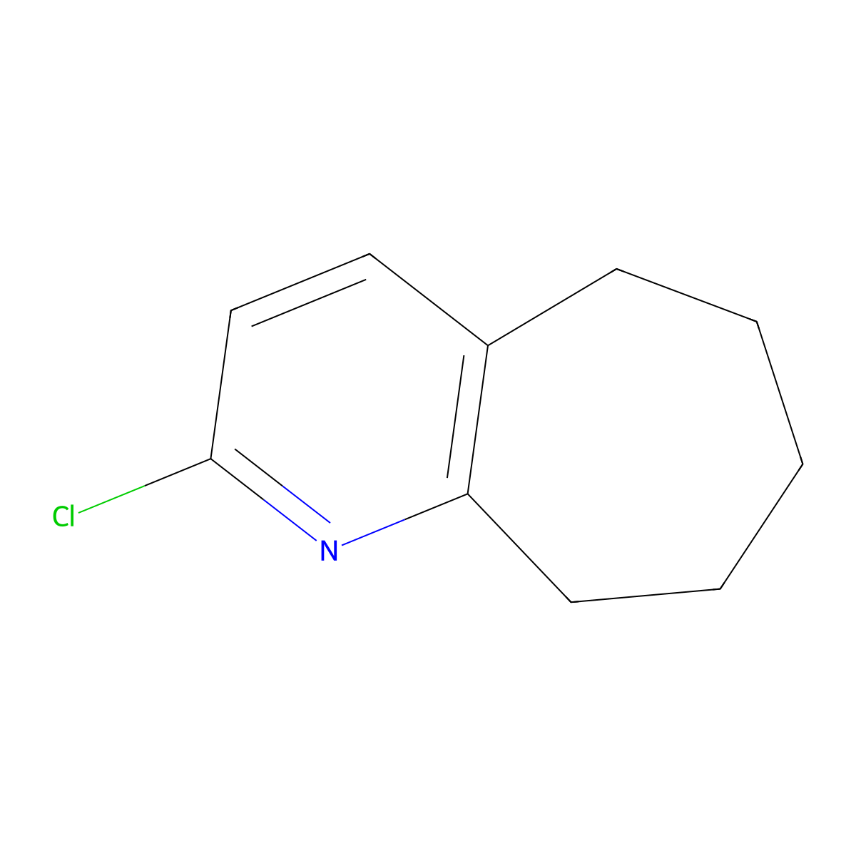 2-chloro-5H,6H,7H,8H,9H-cyclohepta(b)pyridine molecular structure, CAS 115122-66-2