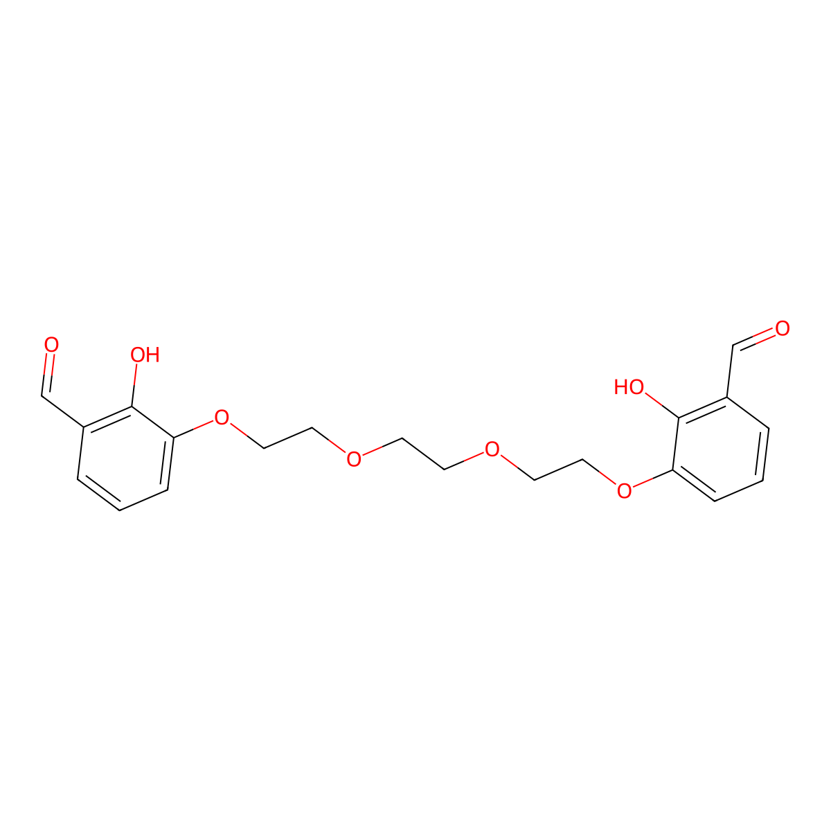 3-(2-(2-(2-(3-Formyl-2-hydroxyphenoxy)ethoxy)ethoxy)ethoxy)-2-hydroxybenzaldehyde molecular structure, CAS 115142-66-0