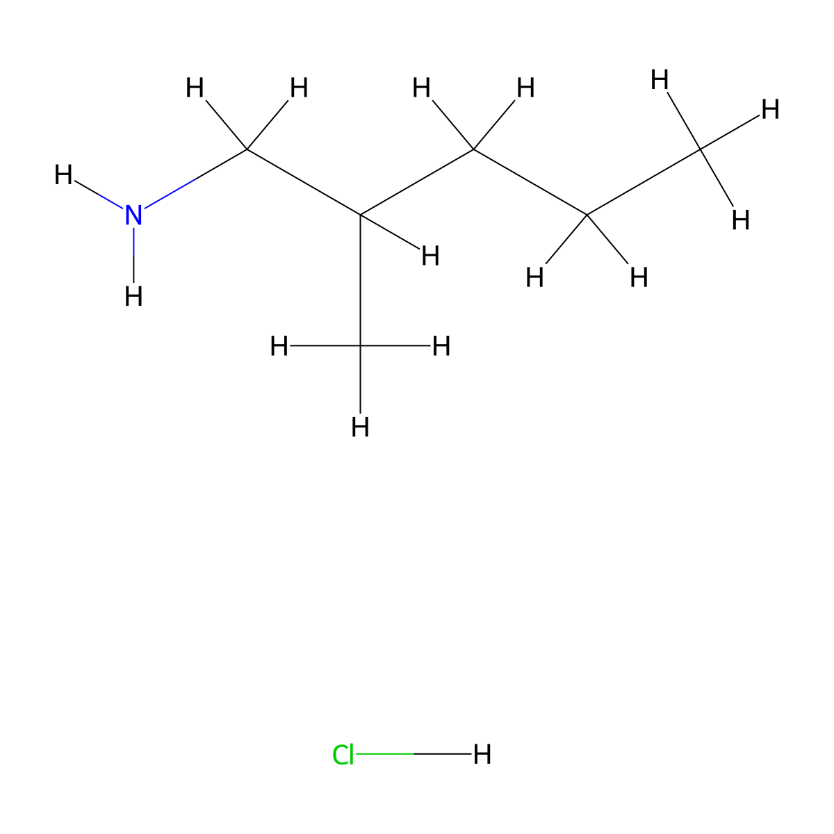 2-Methylpentan-1-amine hydrochloride molecular structure, CAS 115151-95-6